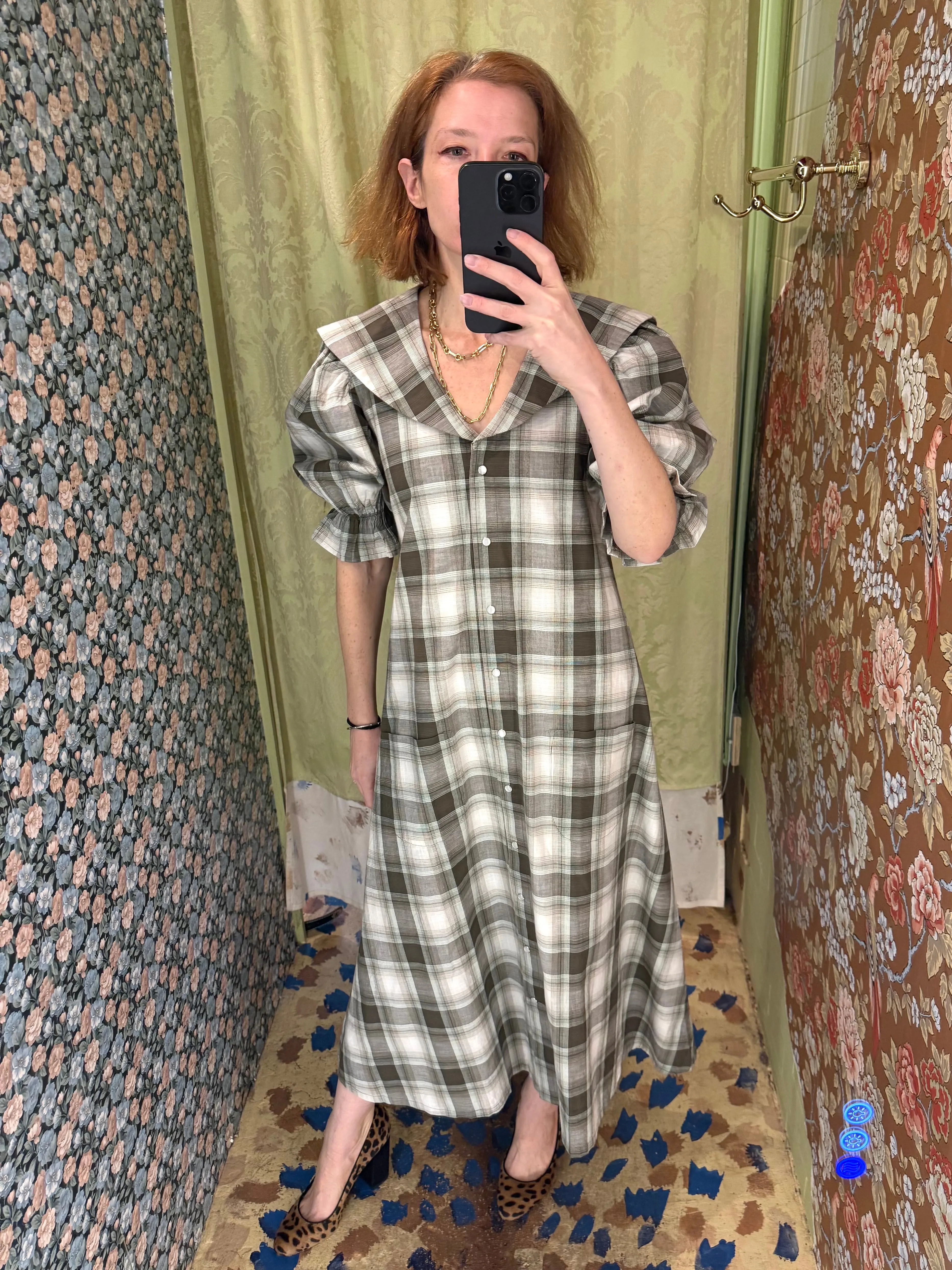 Sailor Snap Housedress in Forest Plaid sold by Batsheva product image thumbnail 2