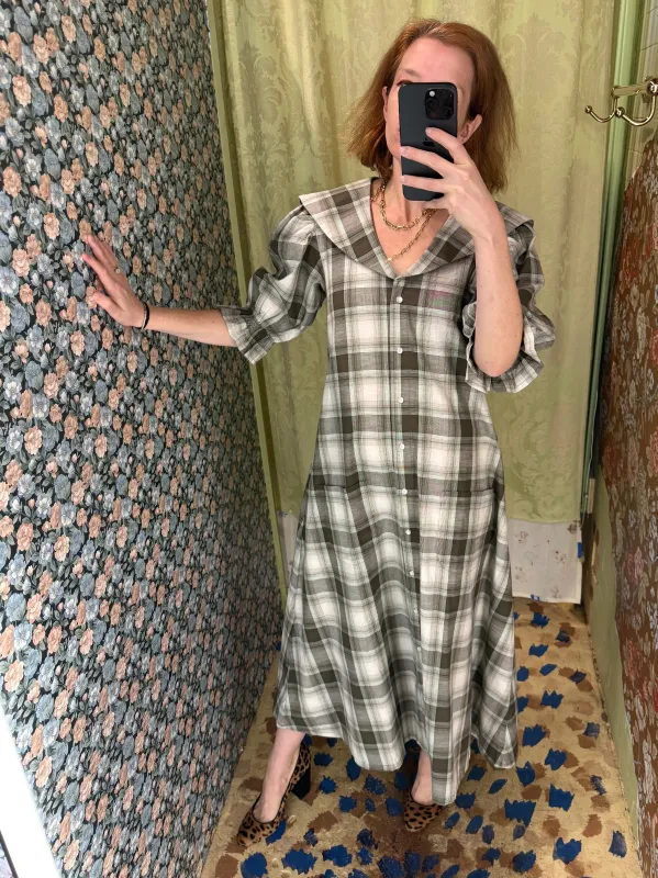Sailor Snap Housedress in Forest Plaid sold by Batsheva