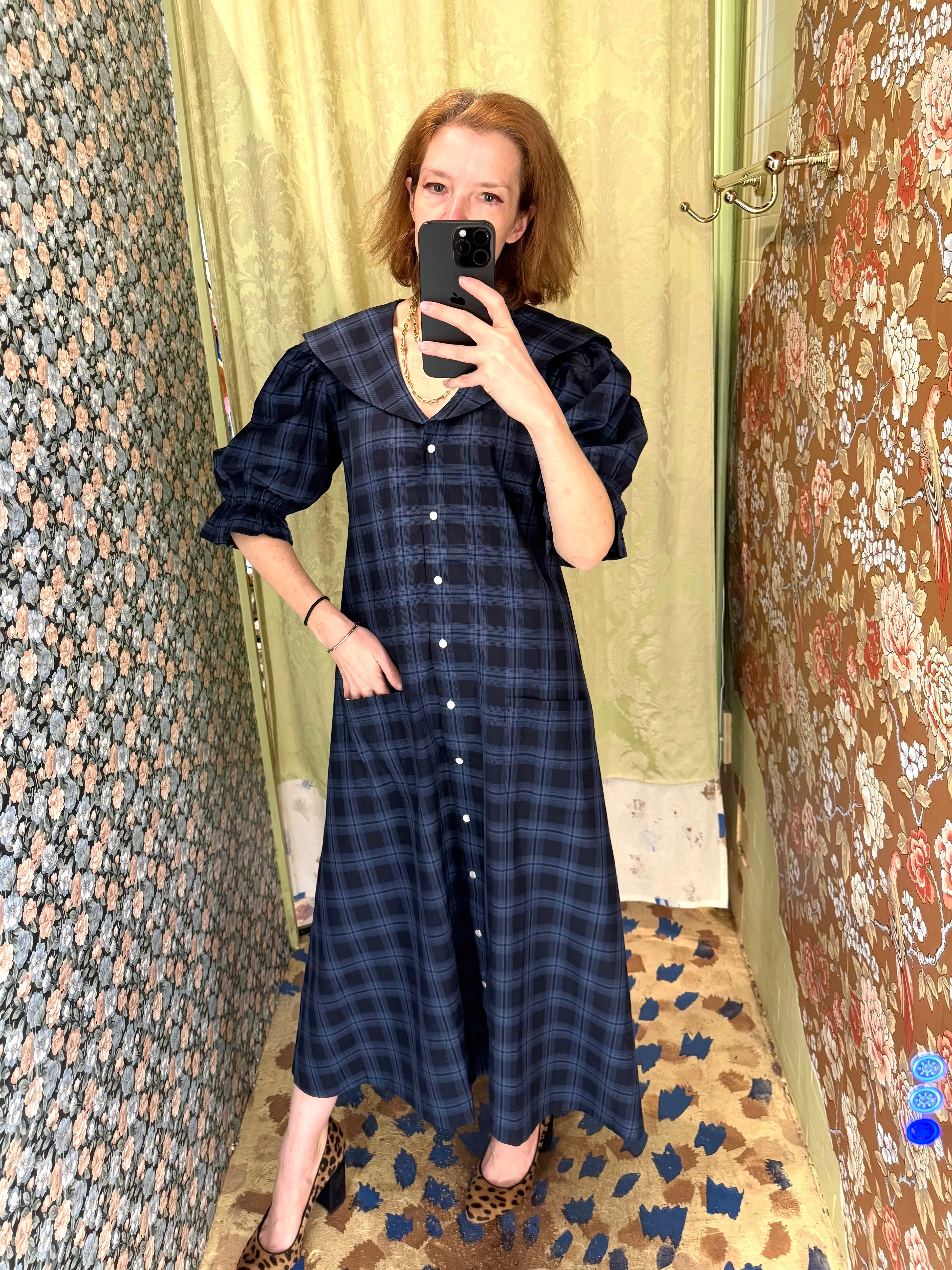 Sailor Snap Housedress in Blue Plaid sold by Batsheva product image thumbnail 2