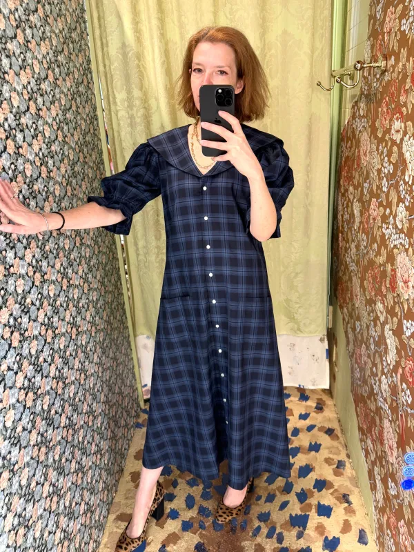 Sailor Snap Housedress in Blue Plaid sold by Batsheva