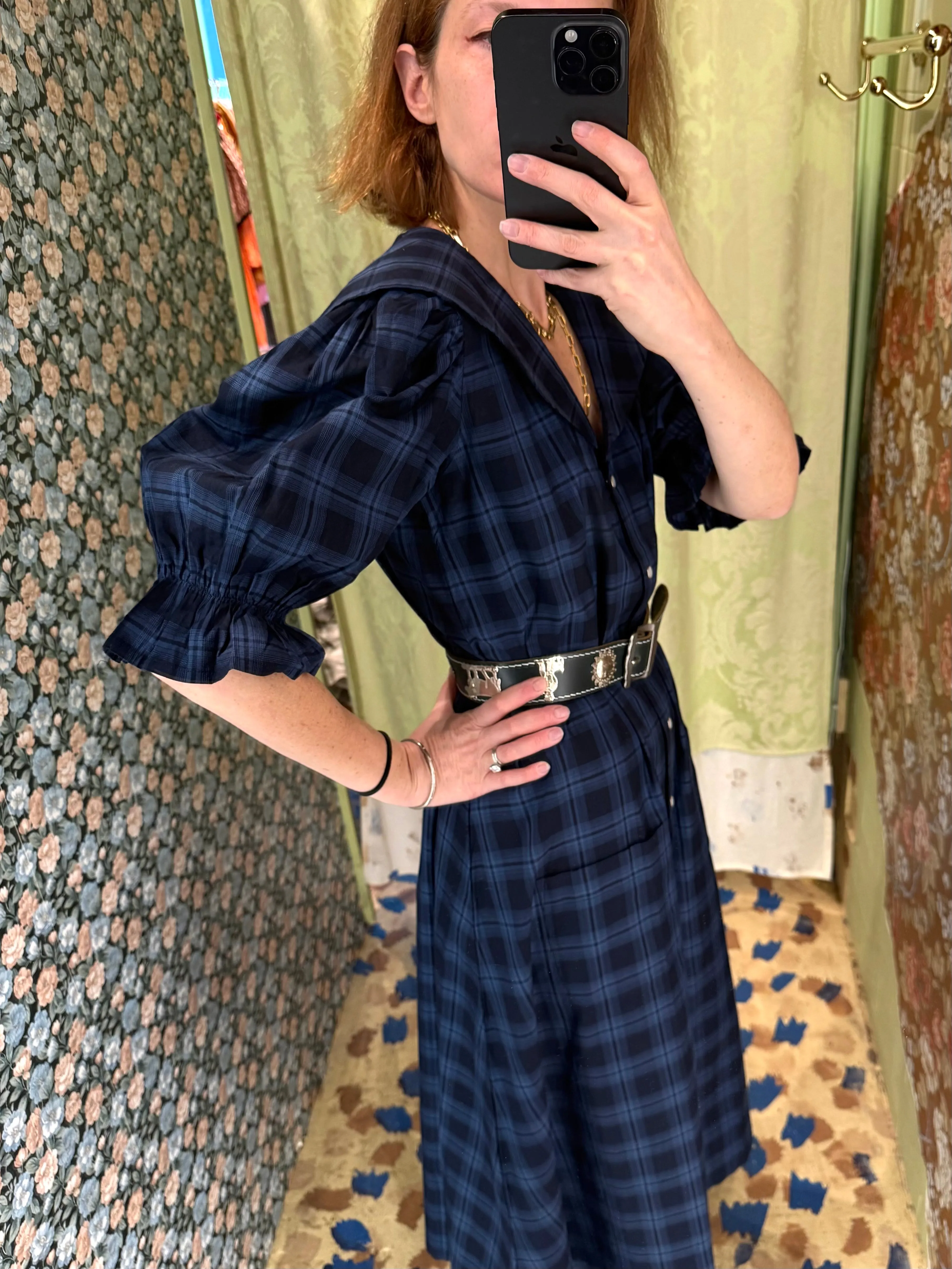 Sailor Snap Housedress in Blue Plaid sold by Batsheva product image thumbnail 4