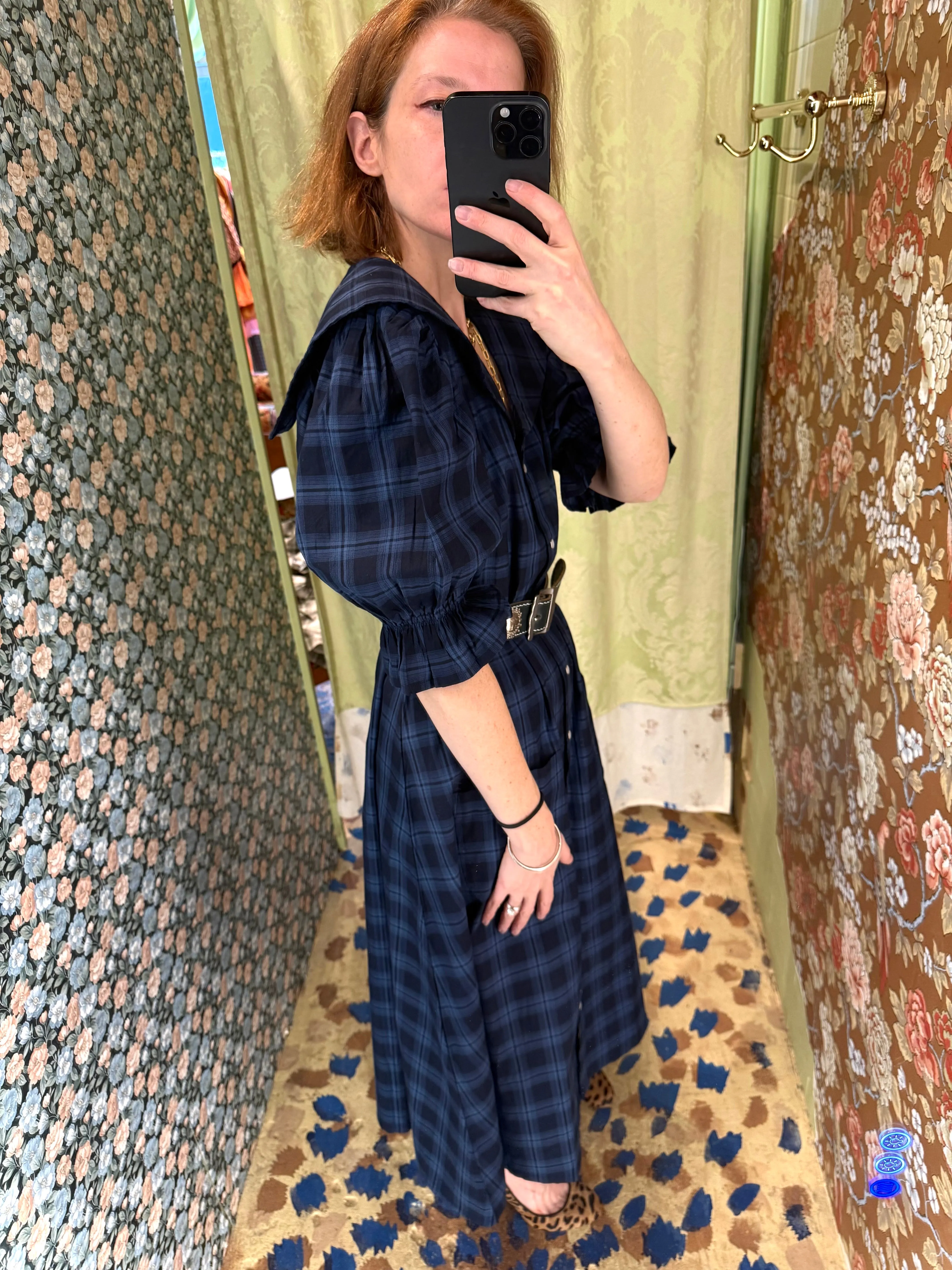 Sailor Snap Housedress in Blue Plaid sold by Batsheva product image thumbnail 3