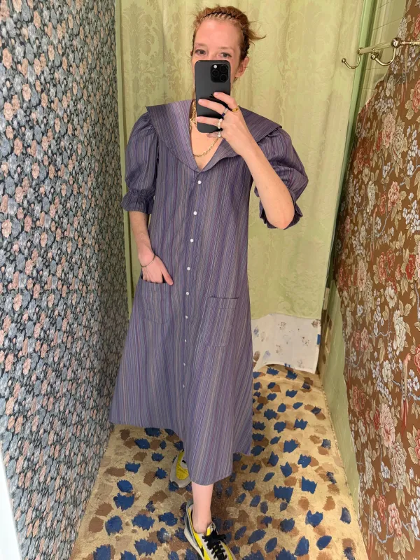 Sailor Snap Housedress in Multi Stripes made by Batsheva