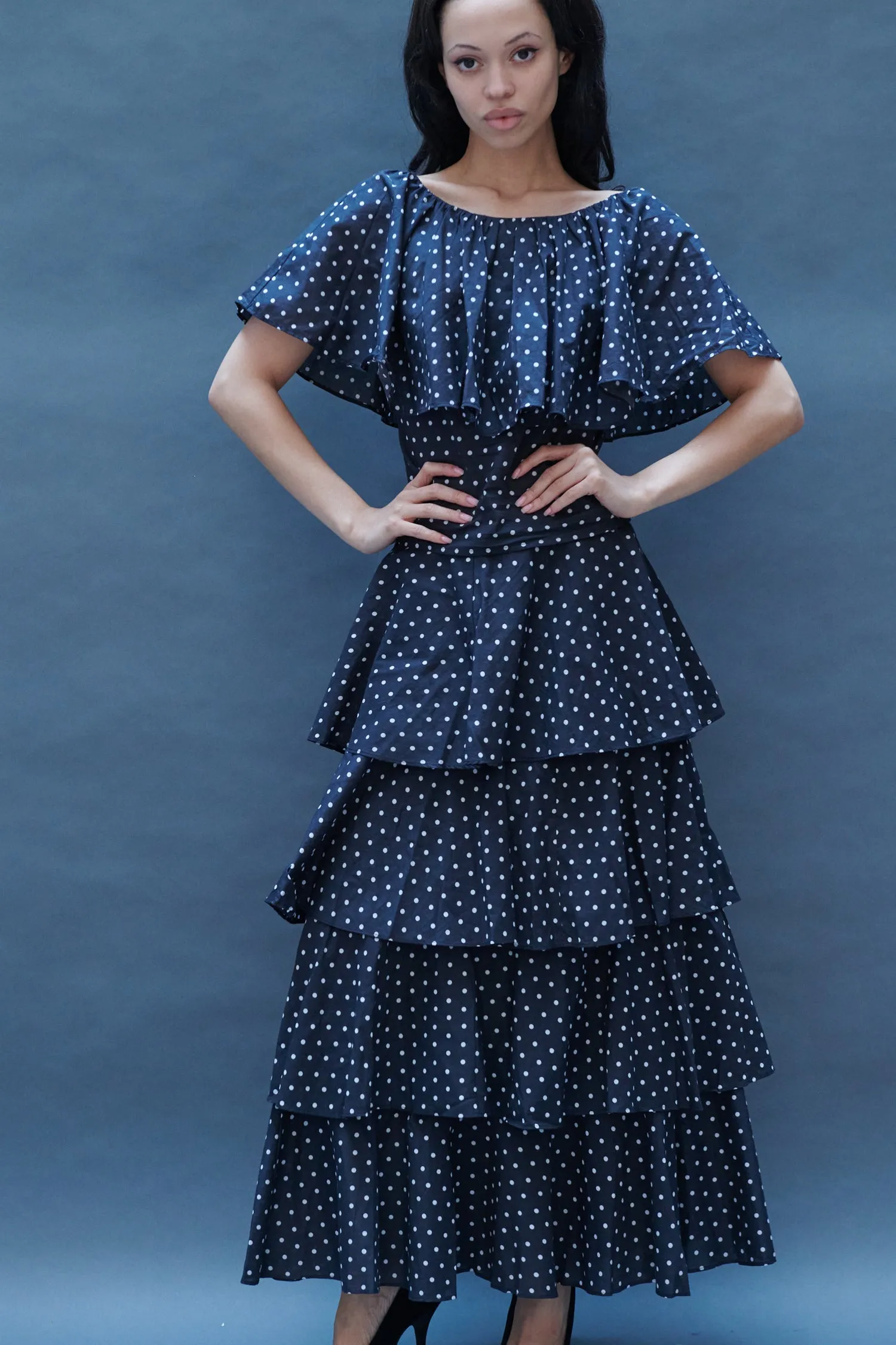 Bell Skirt in Black Dots sold by Batsheva