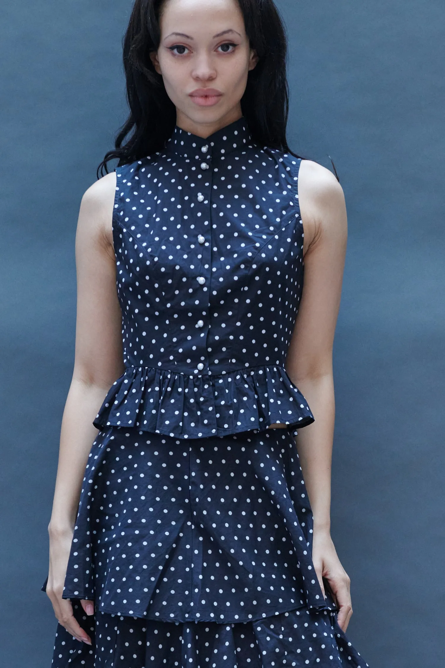 Gia Blouse in Black Dots sold by Batsheva