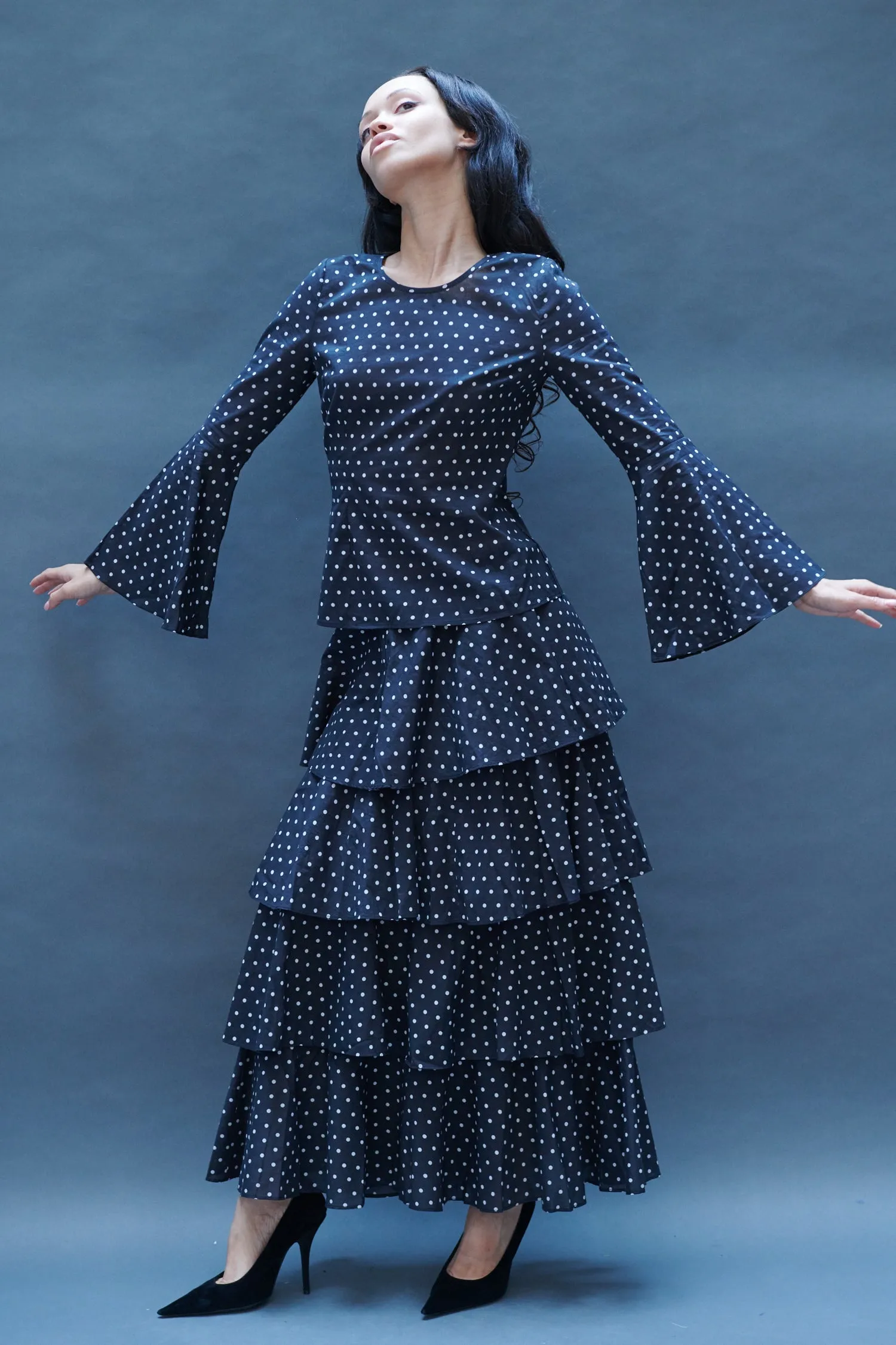 Bell Blouse in Black Dots sold by Batsheva