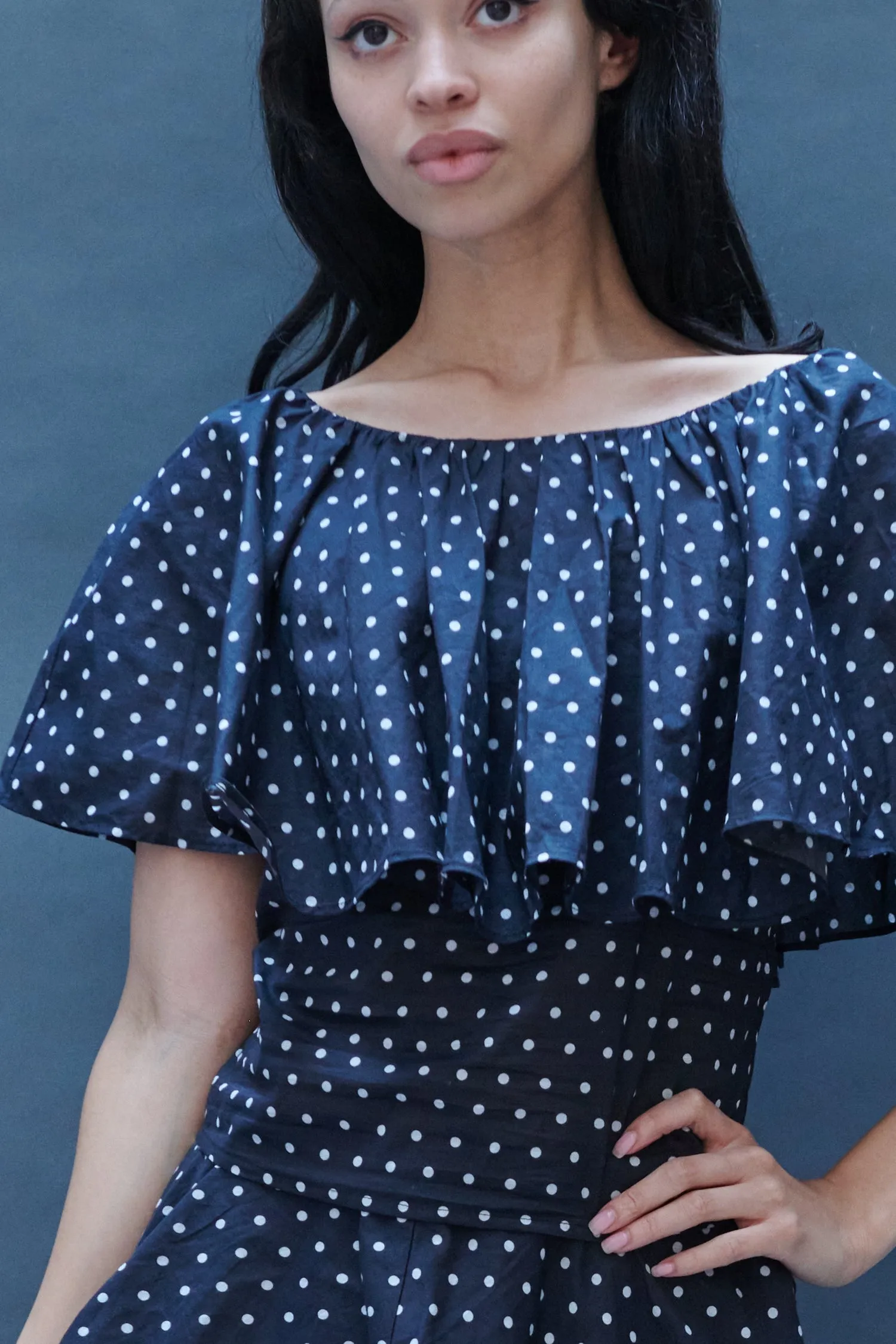 Julia Blouse in Black Dots sold by Batsheva
