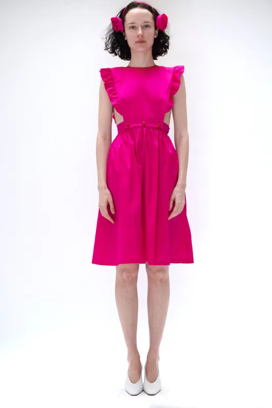 Apron Dress in Fuschia Taffeta sold by Batsheva