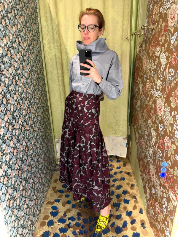 Cyn Skirt in Smoky Merlot Floral made by Batsheva