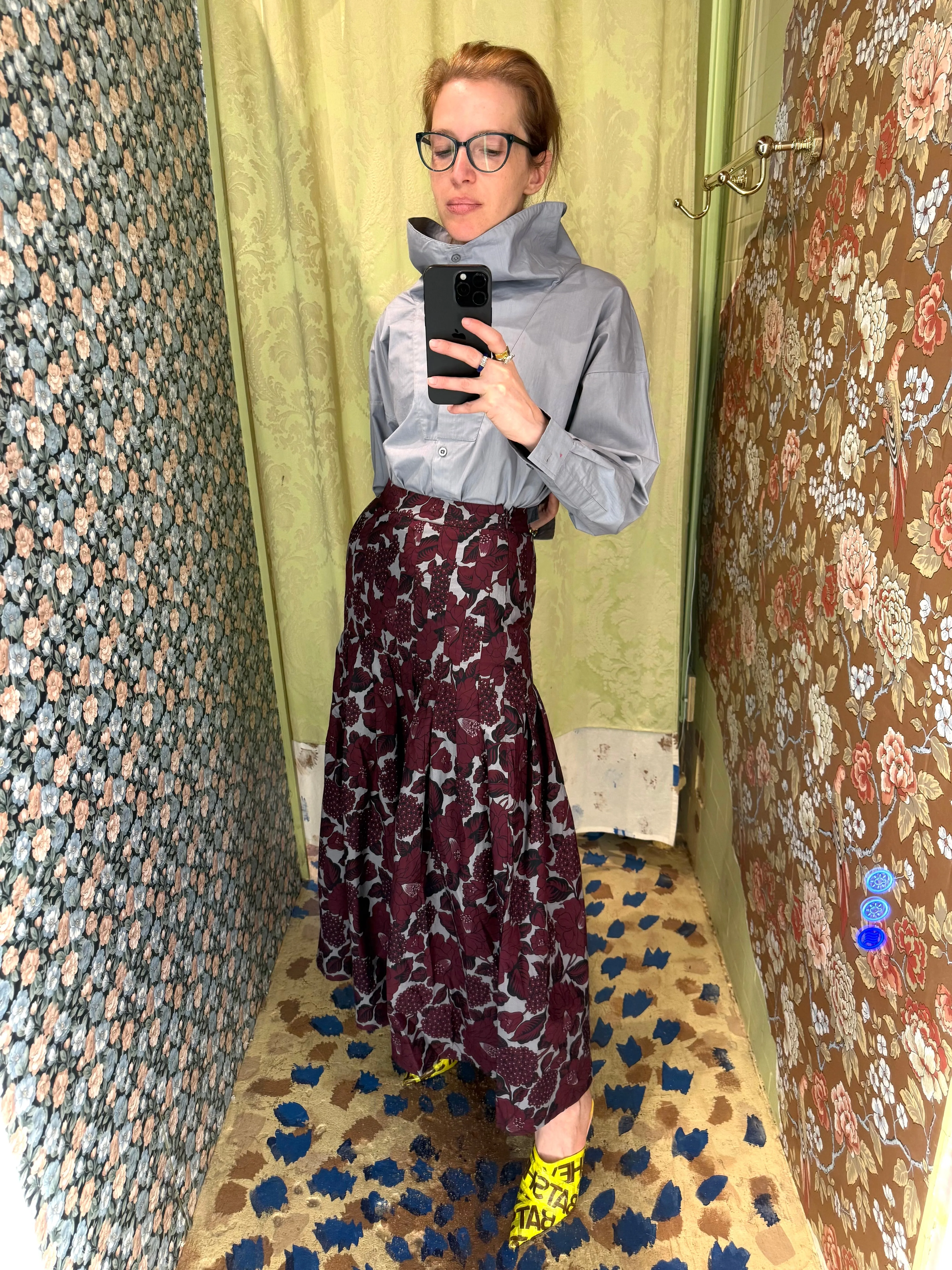 Cyn Skirt in Smoky Merlot Floral sold by Batsheva