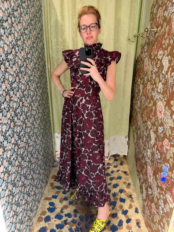 Caroline Dress in Smoky Merlot Floral made by Batsheva