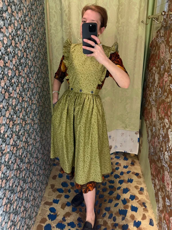 Apron Dress in Green Vines made by Batsheva
