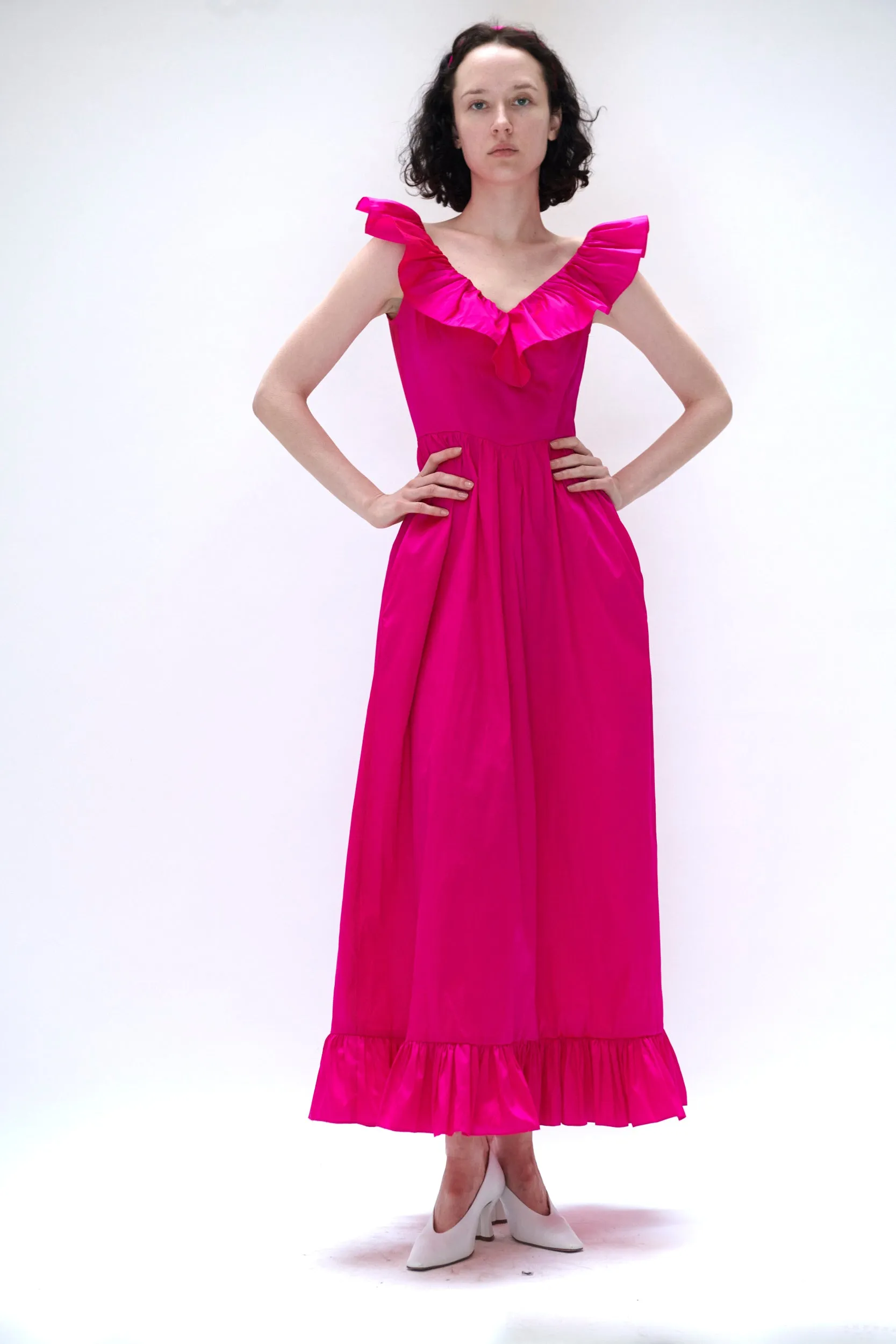 Celia Dress in Fuschia Taffeta sold by Batsheva