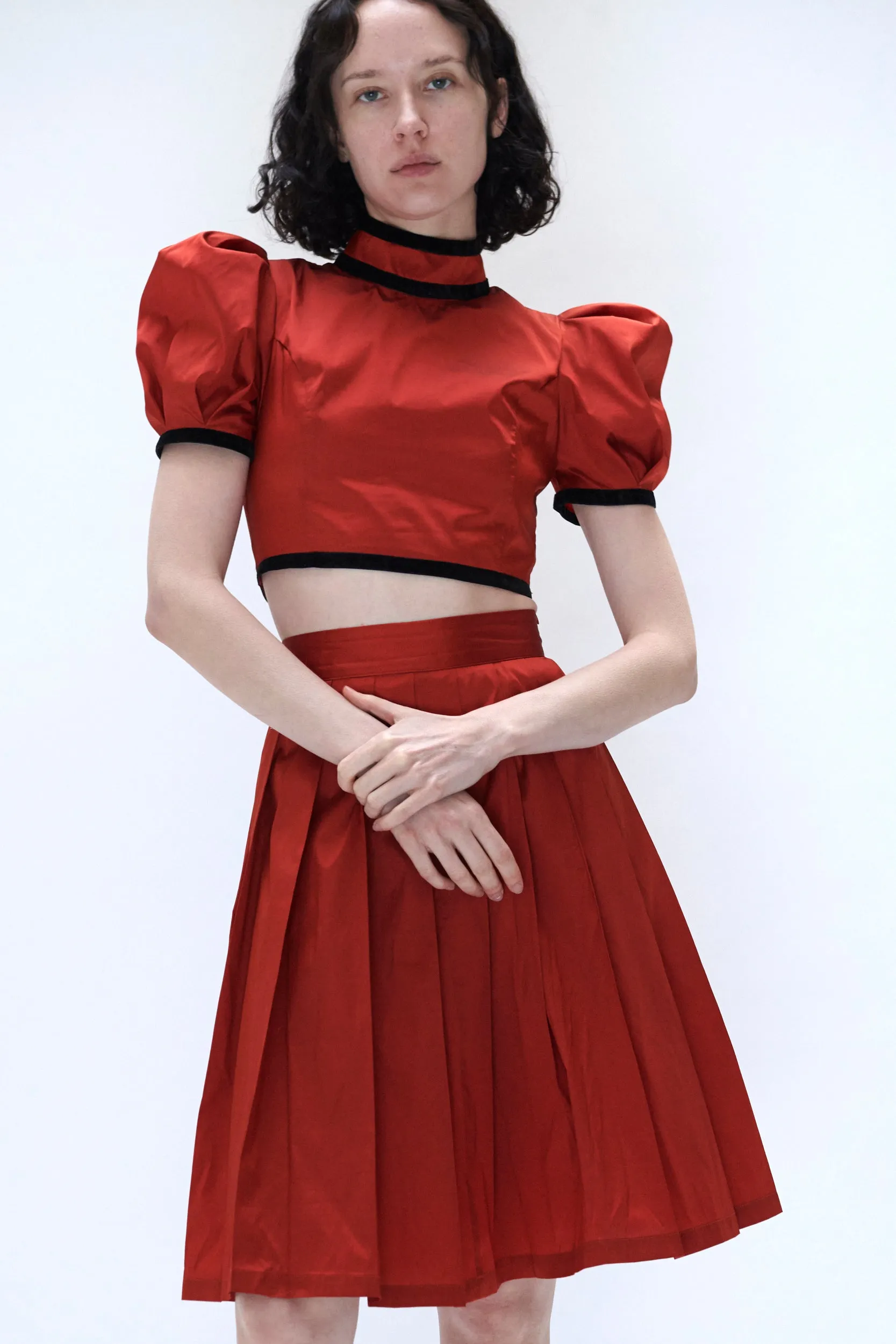 Pleated Skirt in Ginger Taffeta sold by Batsheva
