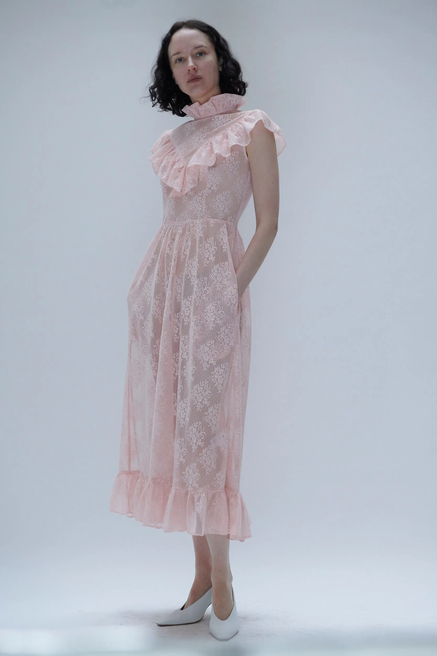 Caroline Dress in Pink Lace sold by Batsheva