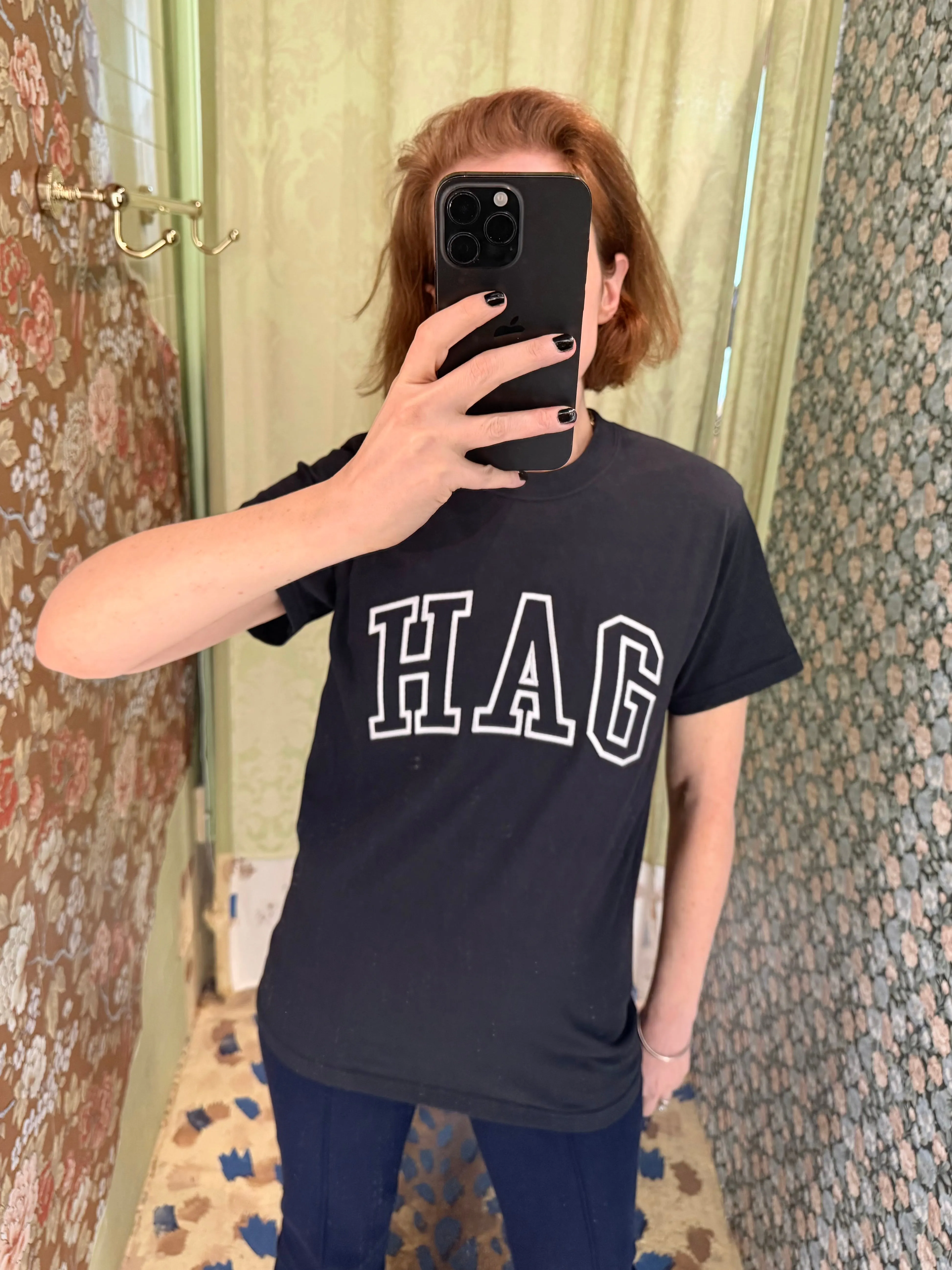 HAG Embroidered Black Tee Shirt sold by Batsheva product image thumbnail 3