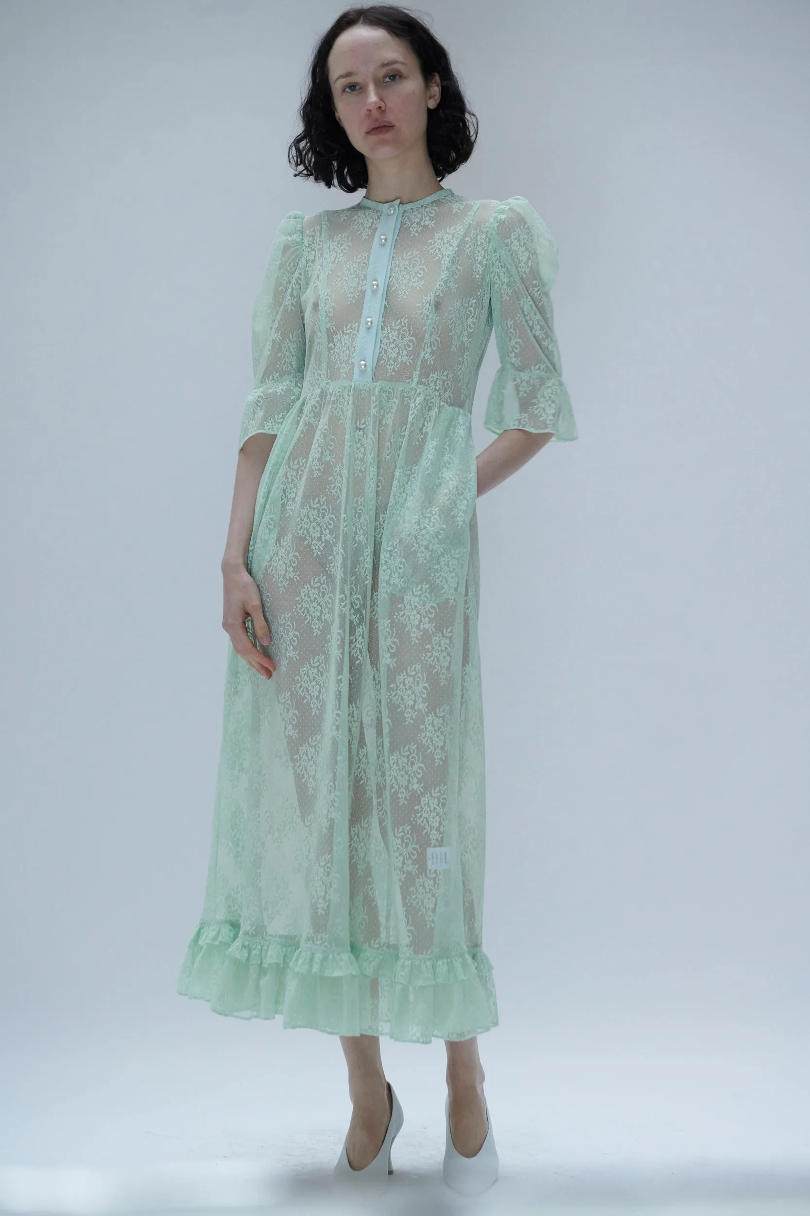 Ella Dress in Mint Lace sold by Batsheva