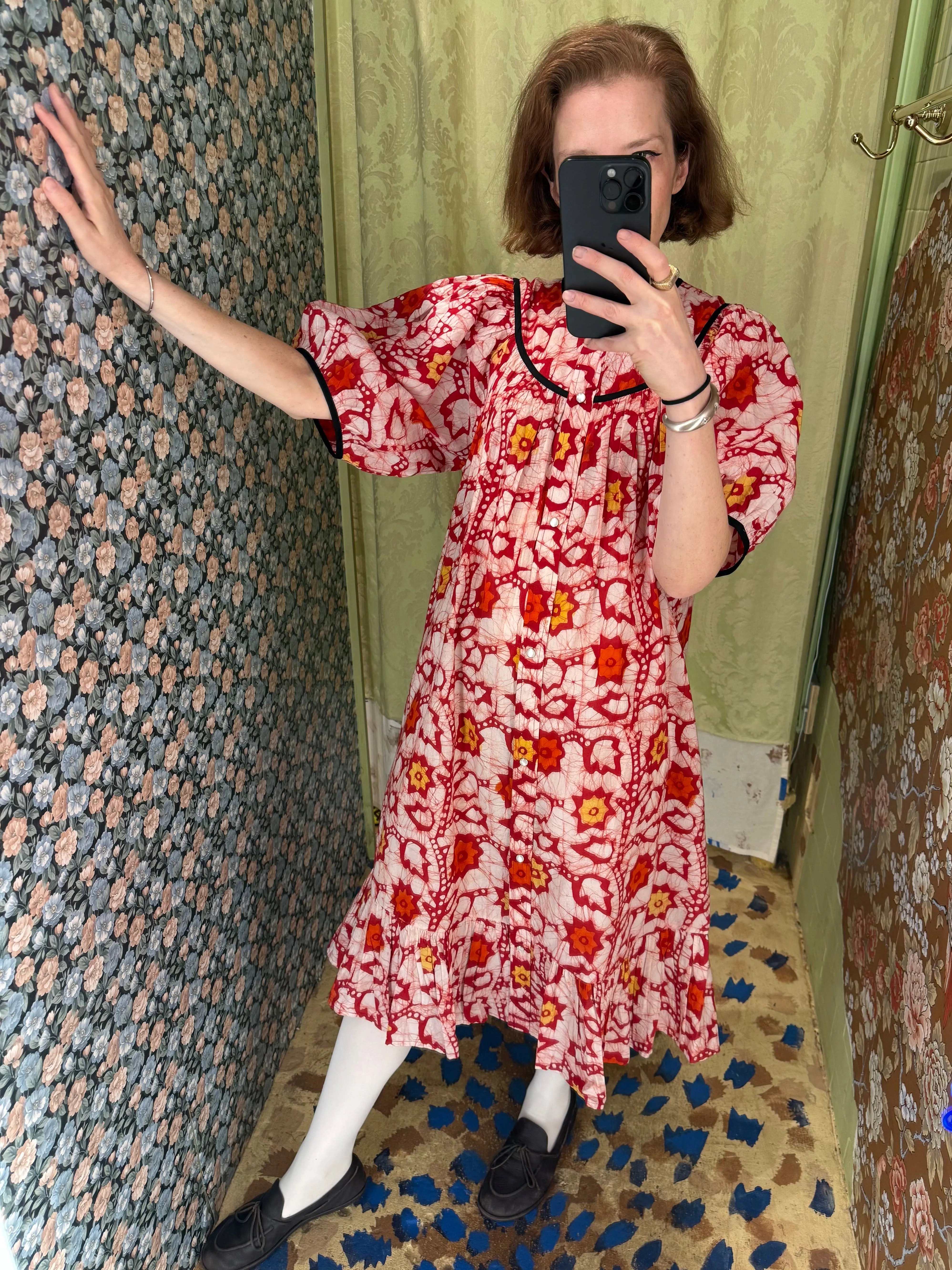 Snap Housedress in Red Batik Floral sold by Batsheva product image thumbnail 2