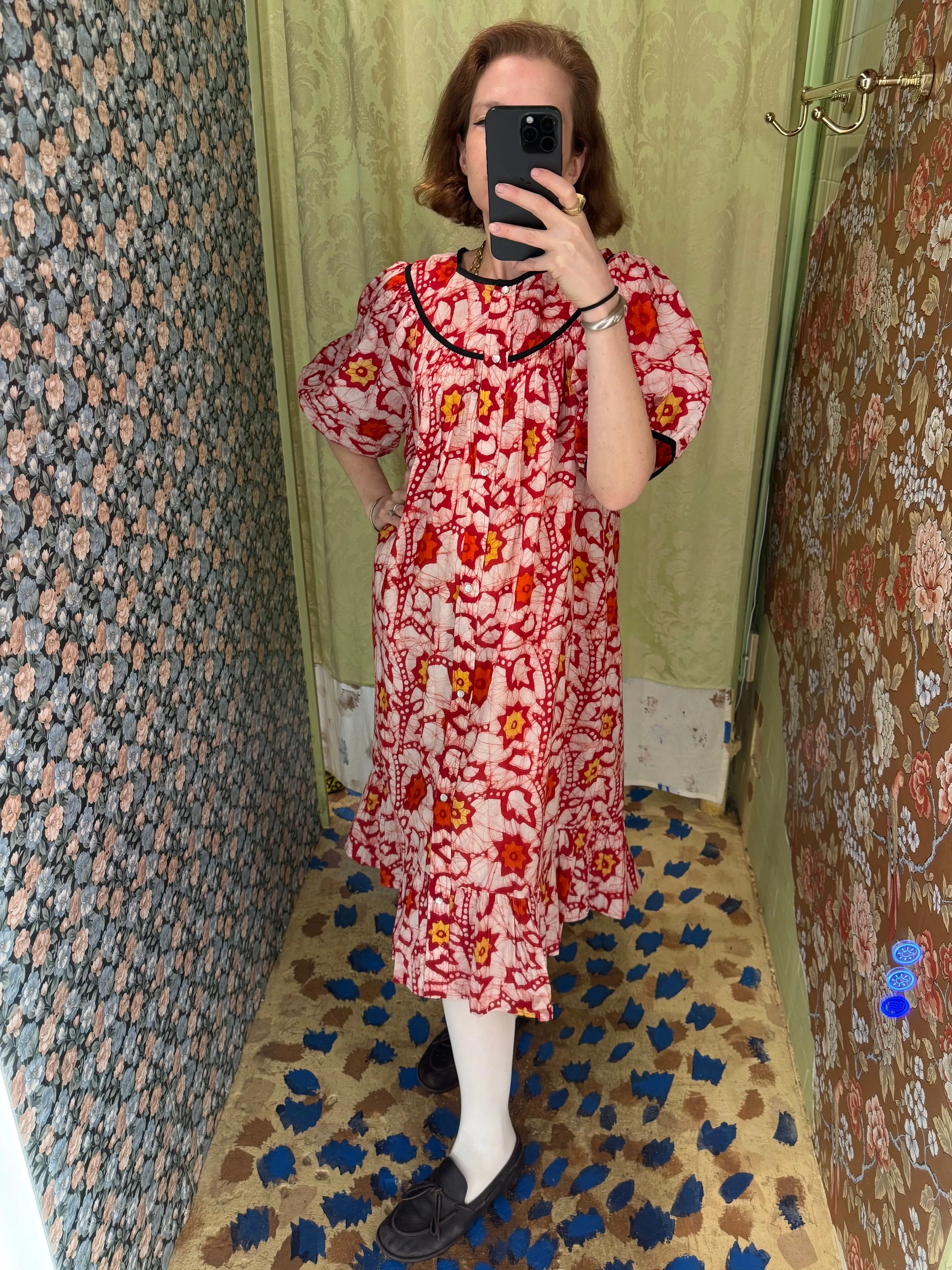 Snap Housedress in Red Batik Floral sold by Batsheva product image thumbnail 3