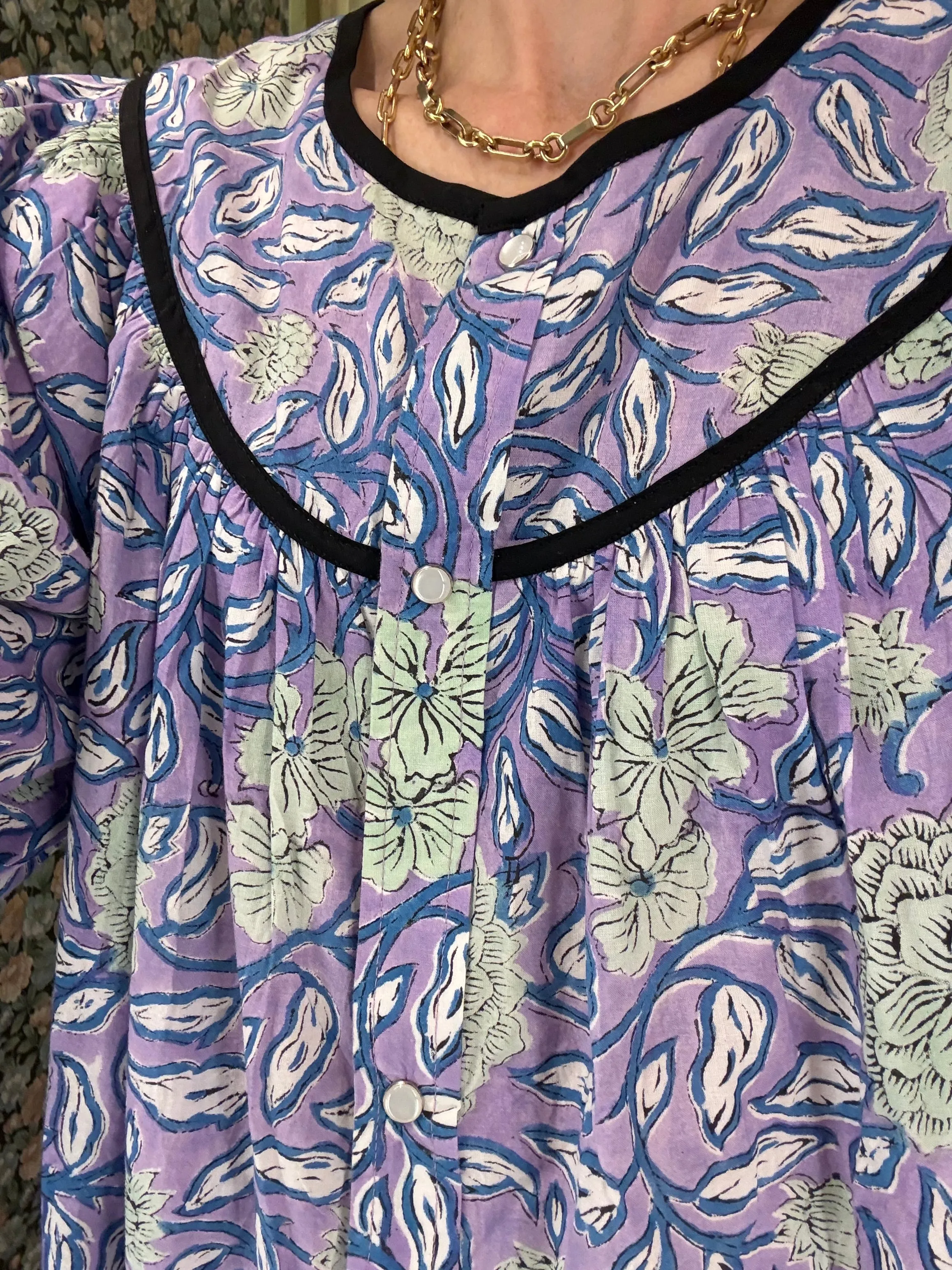 Snap Housedress in Purple and Mint Floral sold by Batsheva product image thumbnail 2