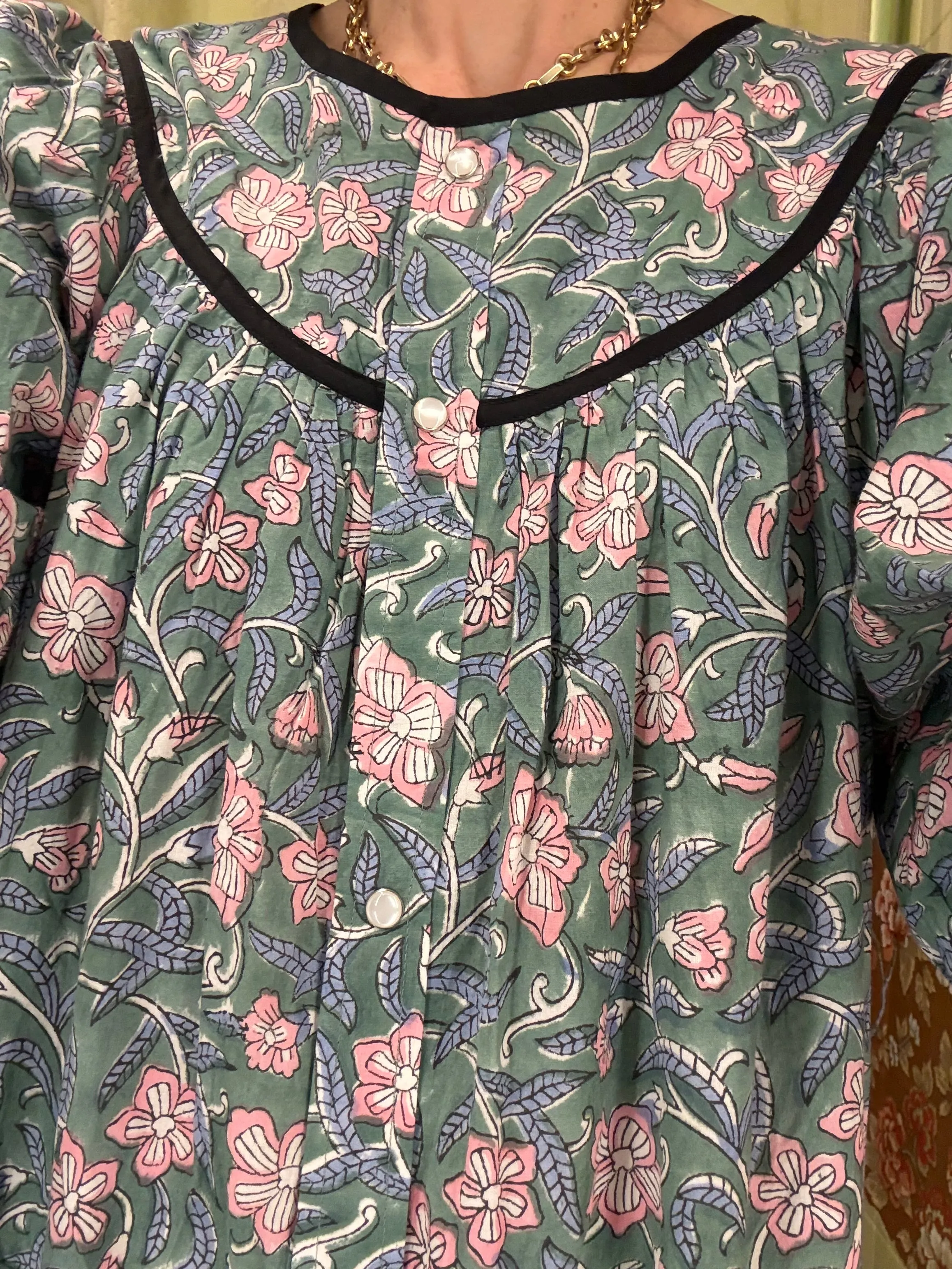 Snap Housedress in Green and Pink sold by Batsheva product image thumbnail 4