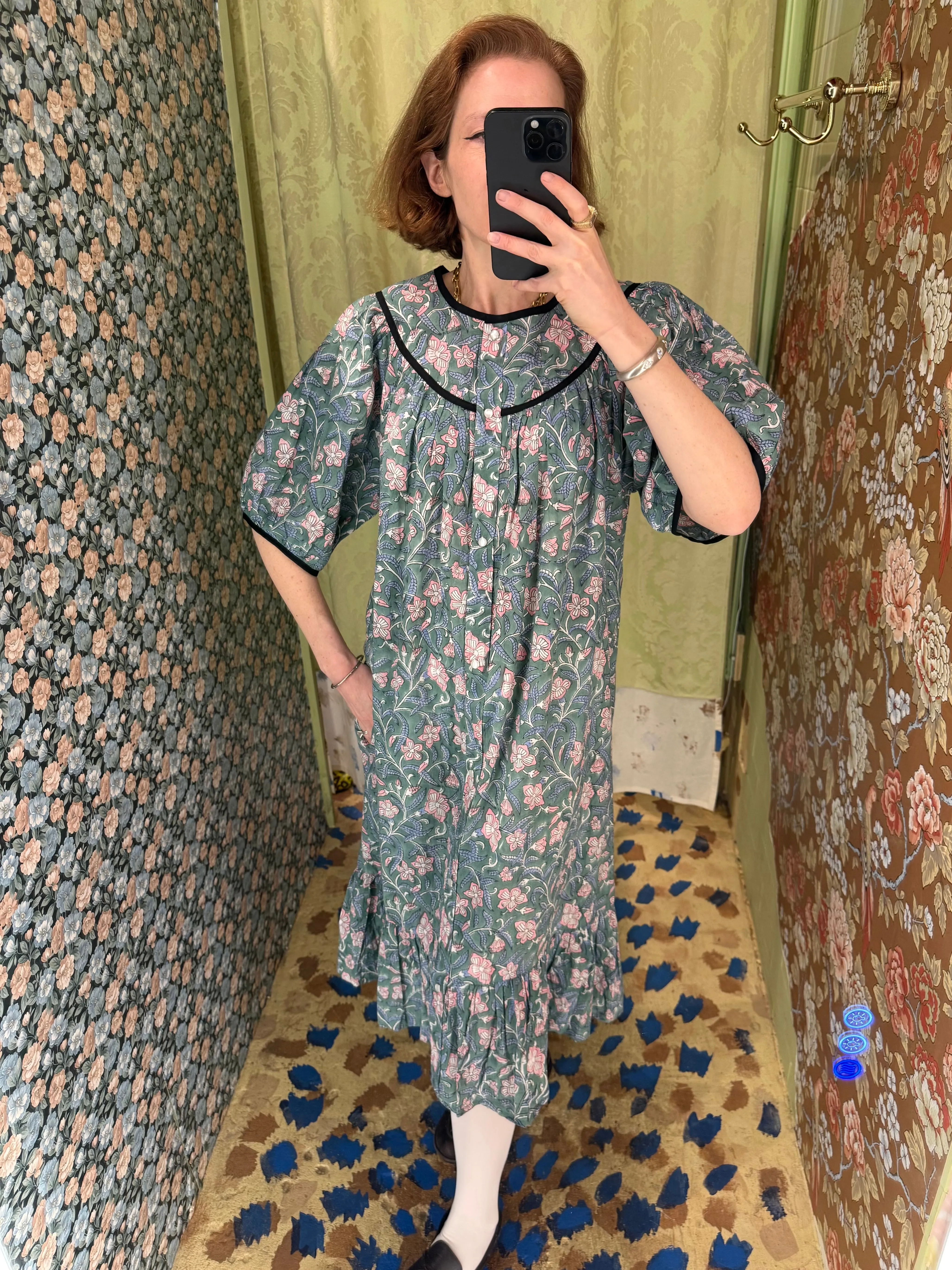 Snap Housedress in Green and Pink sold by Batsheva product image thumbnail 3