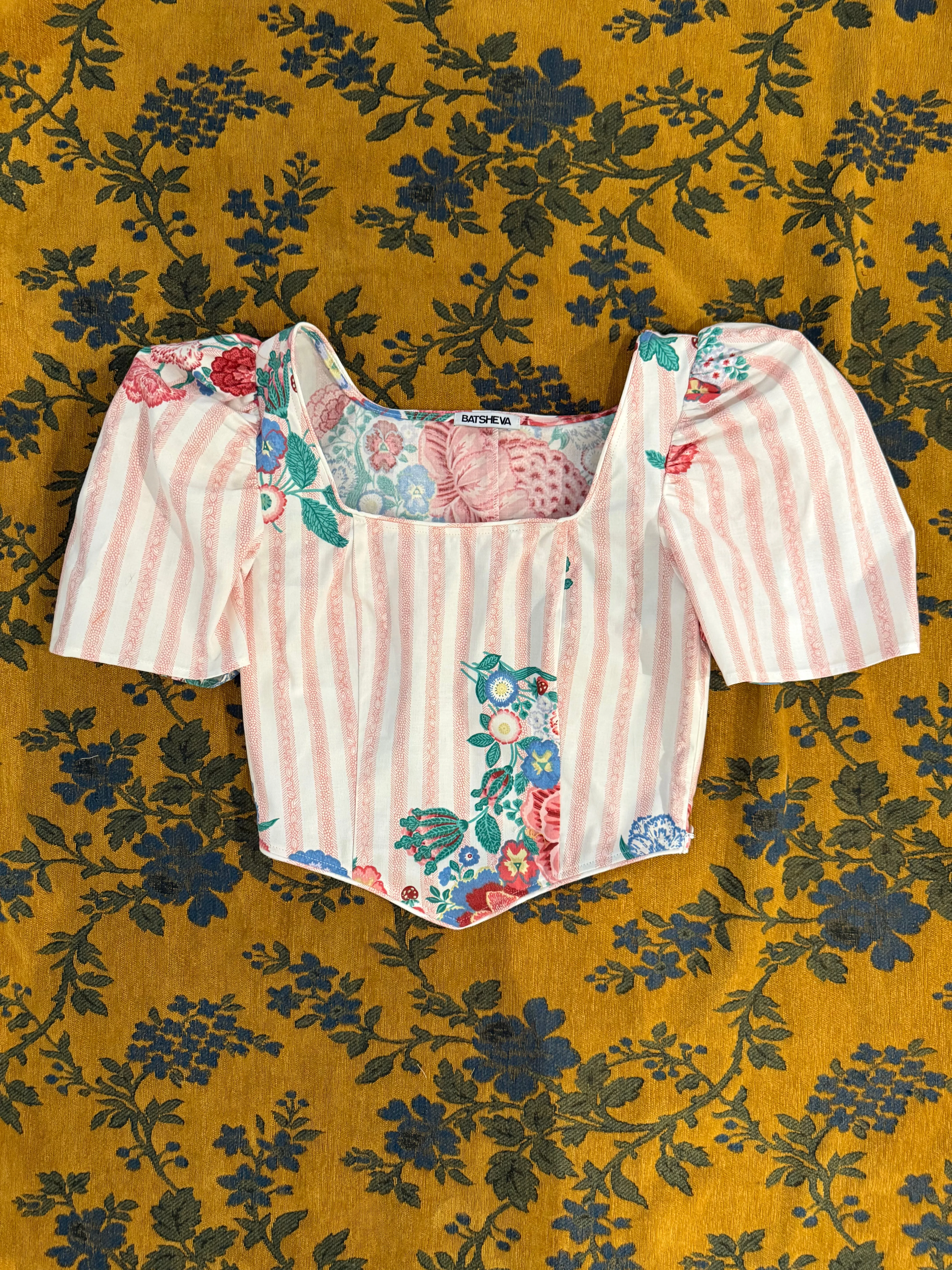 Dirndl Top in Vintage Floral Upholstery sold by Batsheva