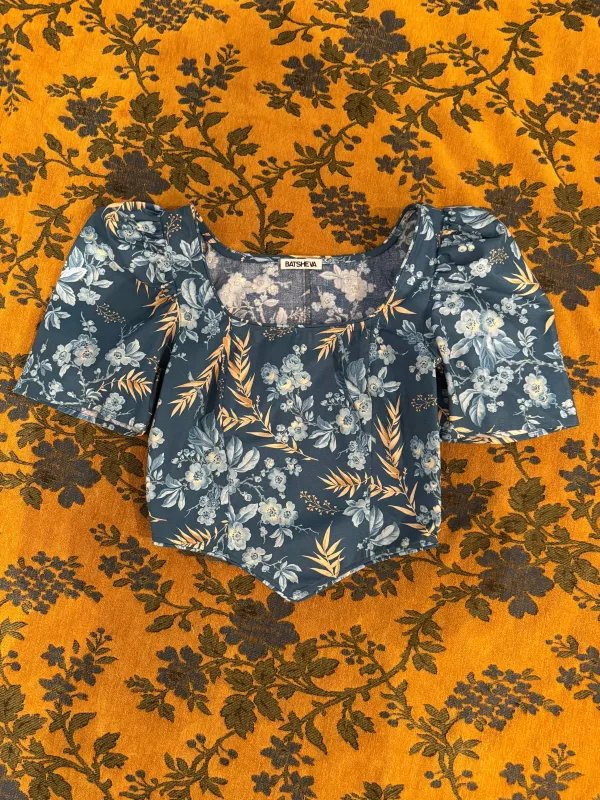 Dirndl Top in Vintage Blue Floral made by Batsheva