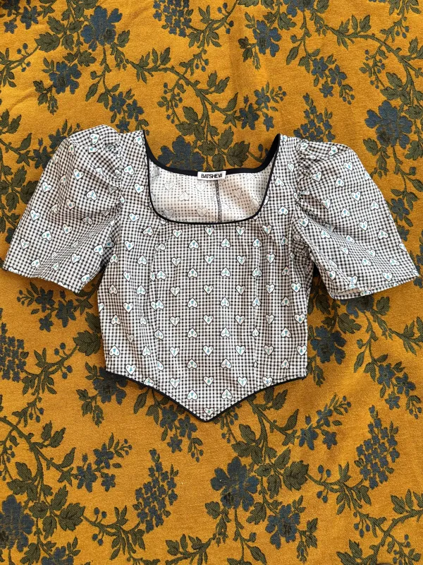 Dirndl Top in Vintage Gingham Swiss Hearts made by Batsheva
