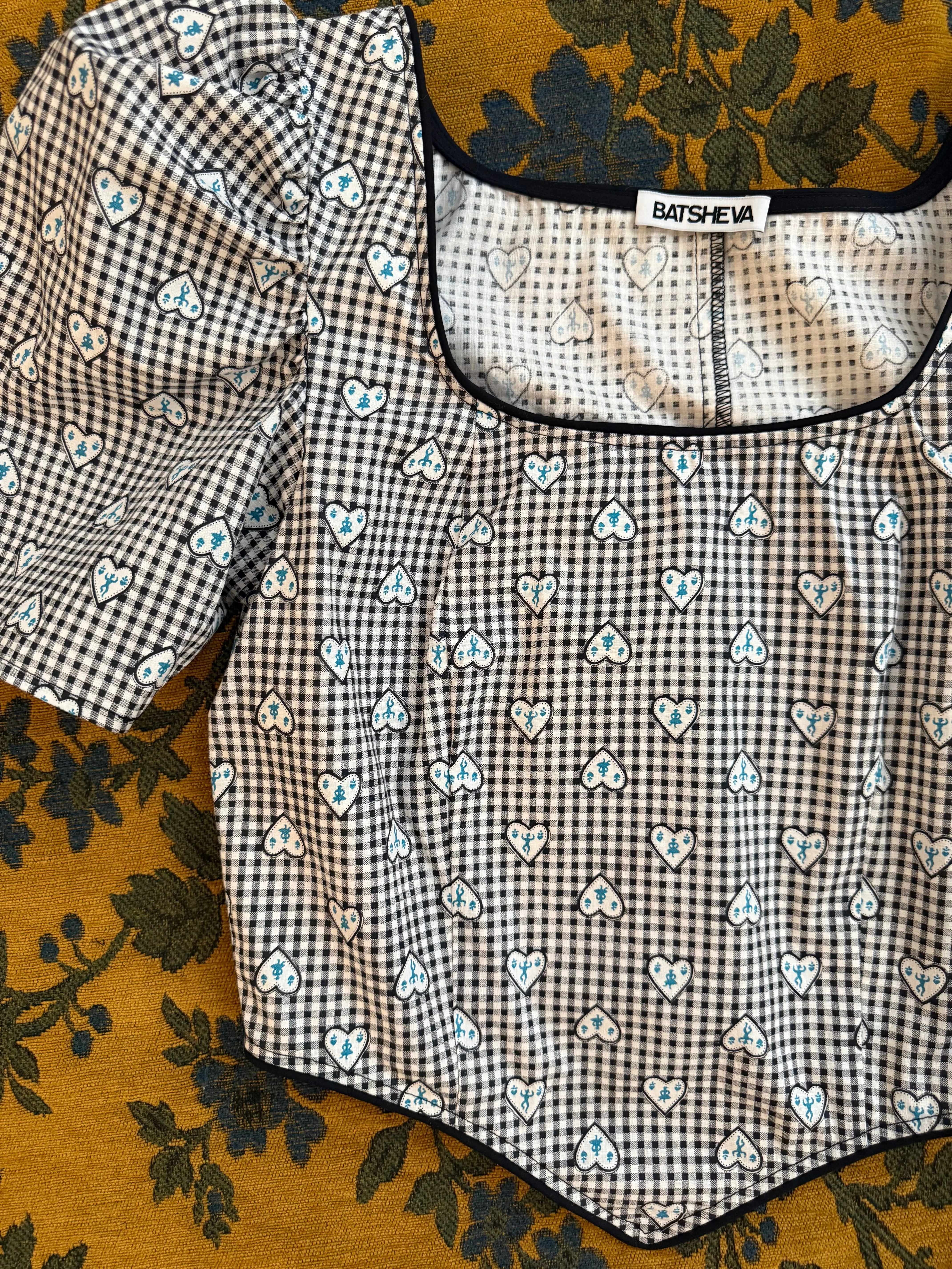Dirndl Top in Vintage Gingham Swiss Hearts sold by Batsheva product image thumbnail 3