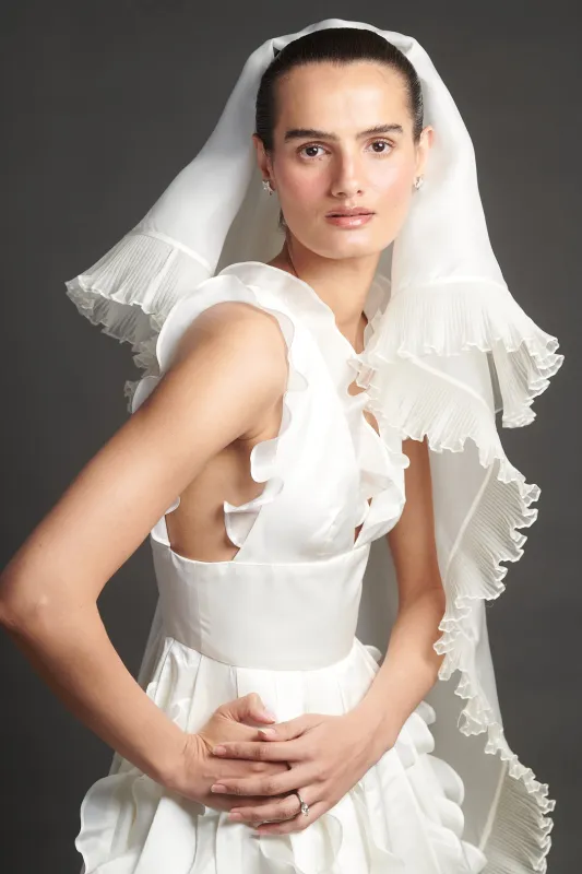 Organza Pleated Veil/ Shawl made by Batsheva