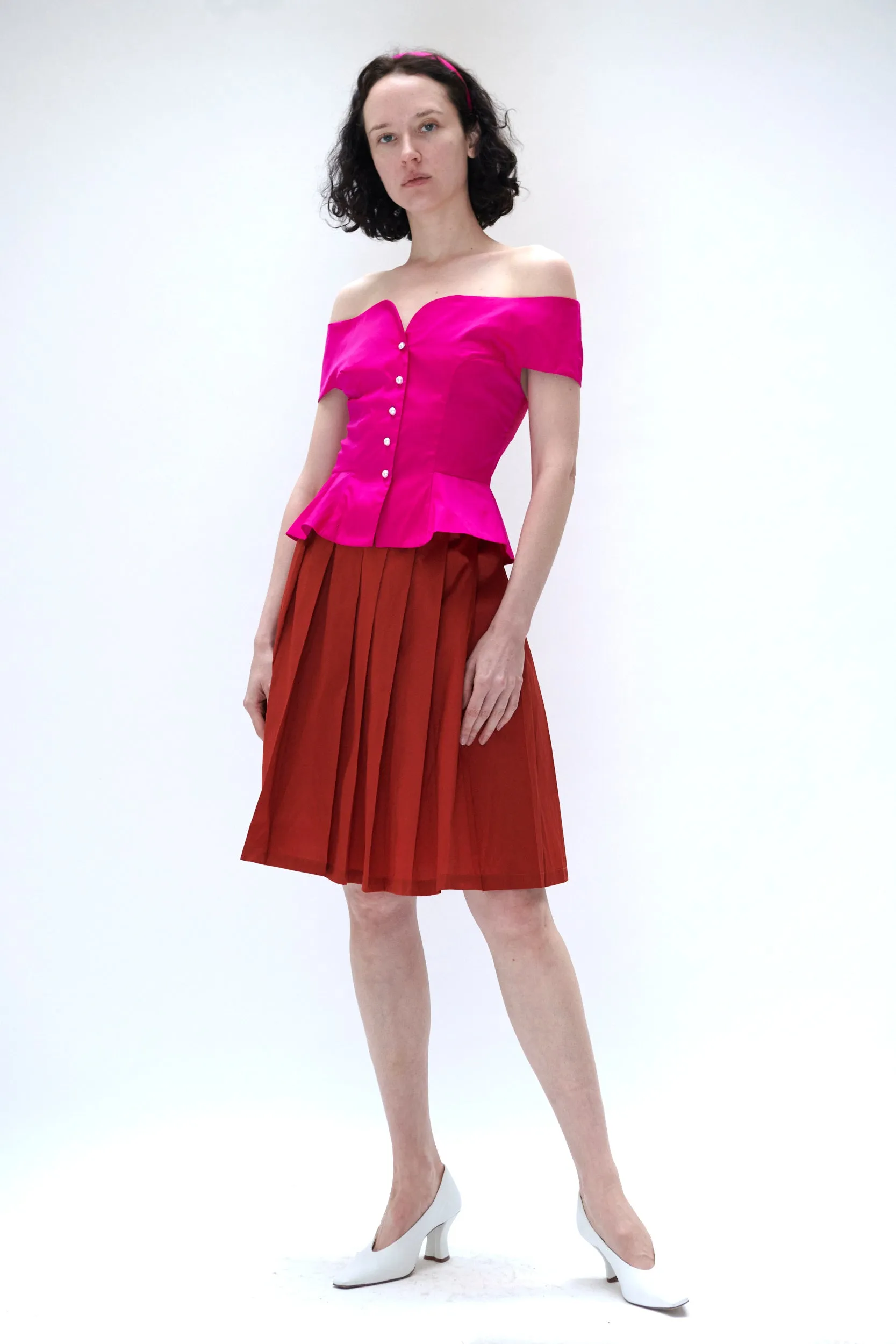 Romeo Blouse in Fuschia Taffeta sold by Batsheva product image thumbnail 5