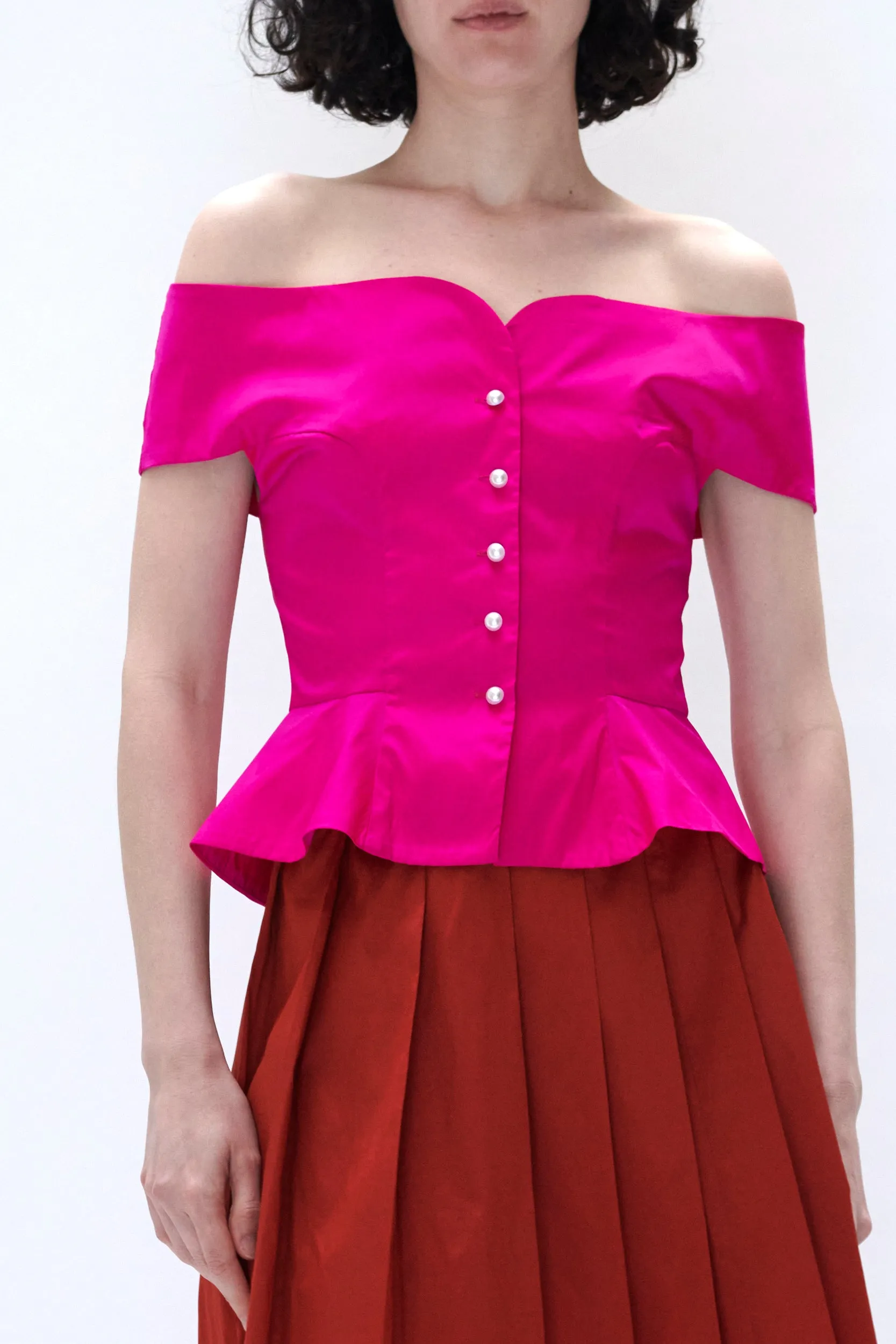 Romeo Blouse in Fuschia Taffeta sold by Batsheva product image thumbnail 3