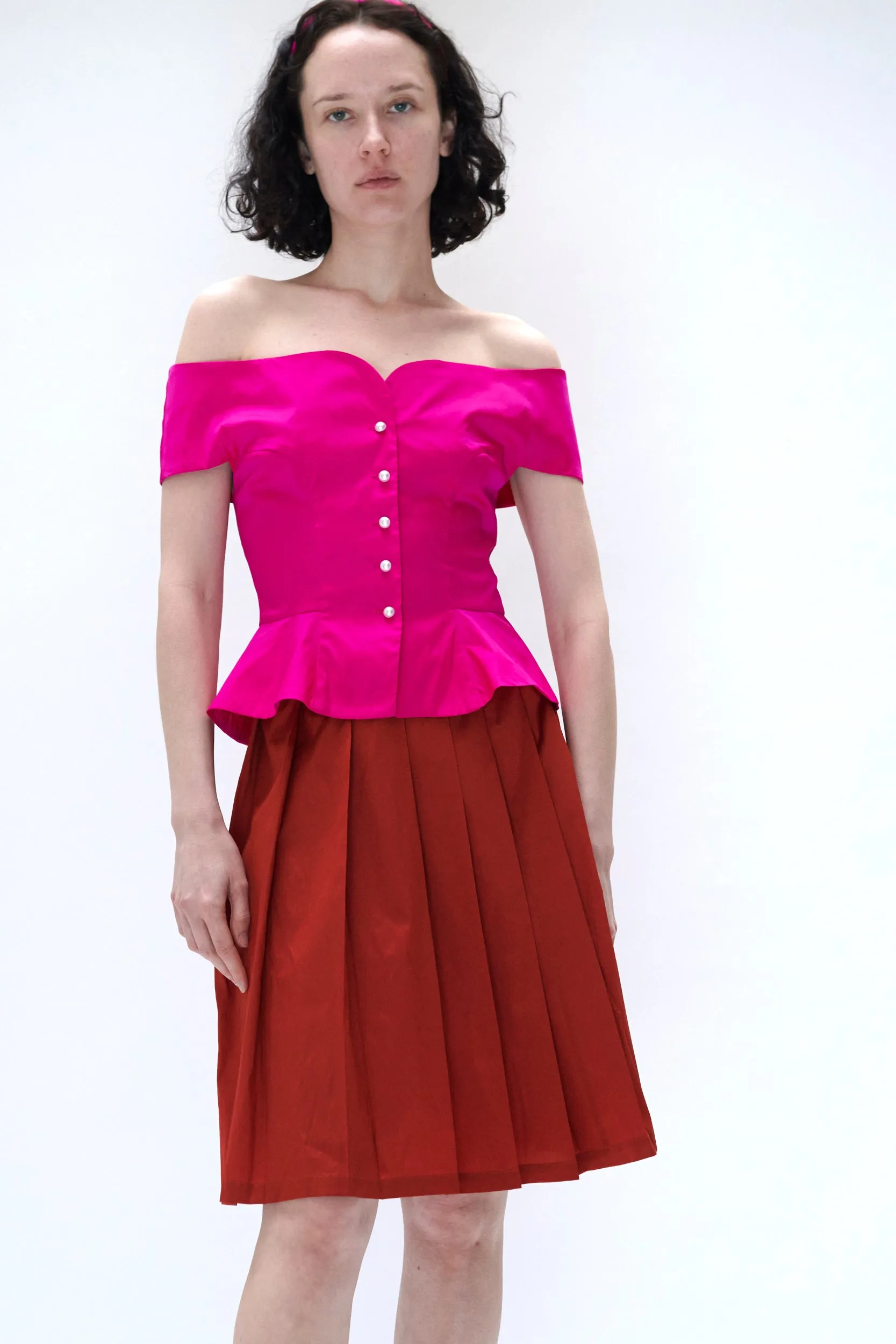 Romeo Blouse in Fuschia Taffeta sold by Batsheva product image thumbnail 4