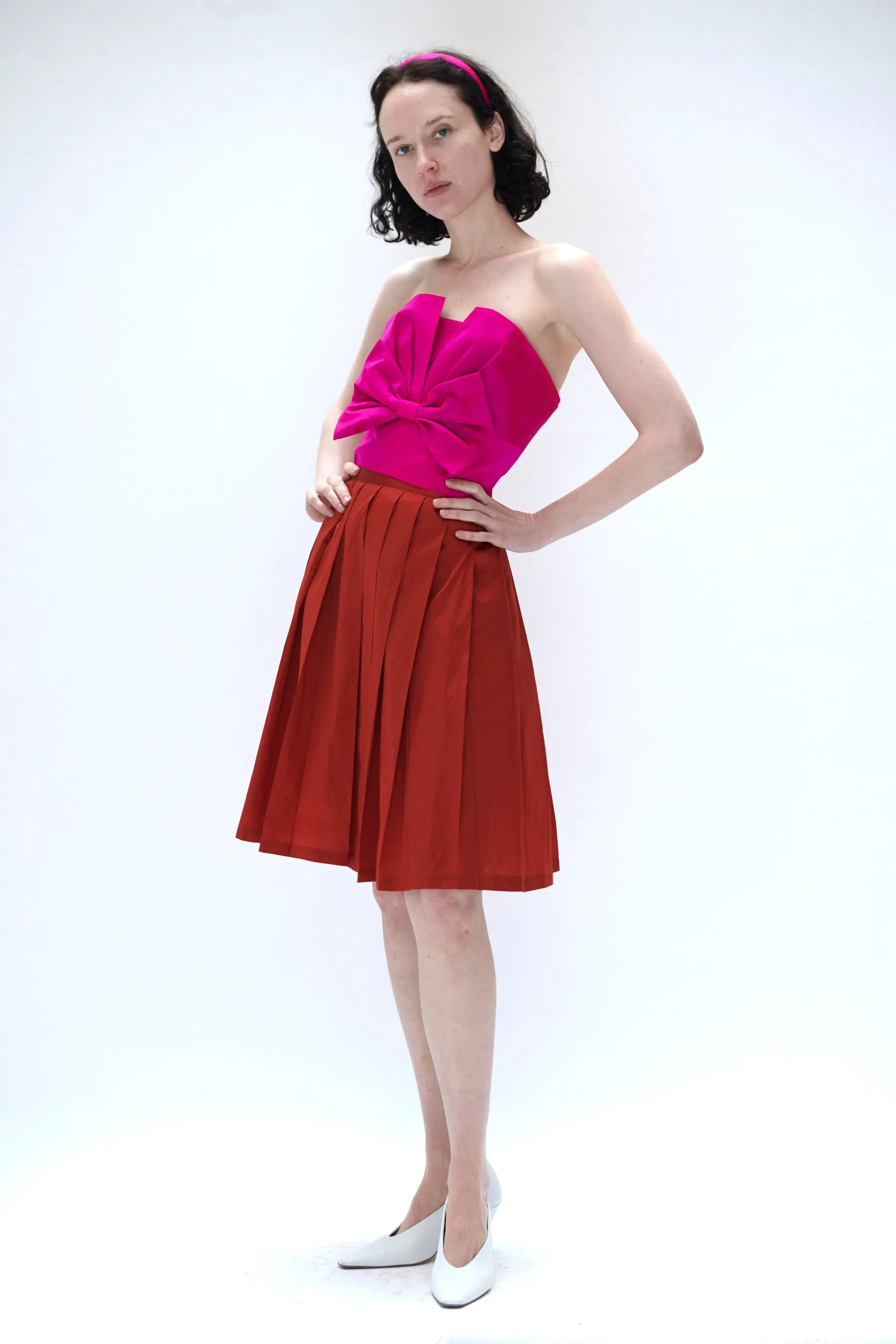 Nina Blouse in Fuschia Taffeta sold by Batsheva