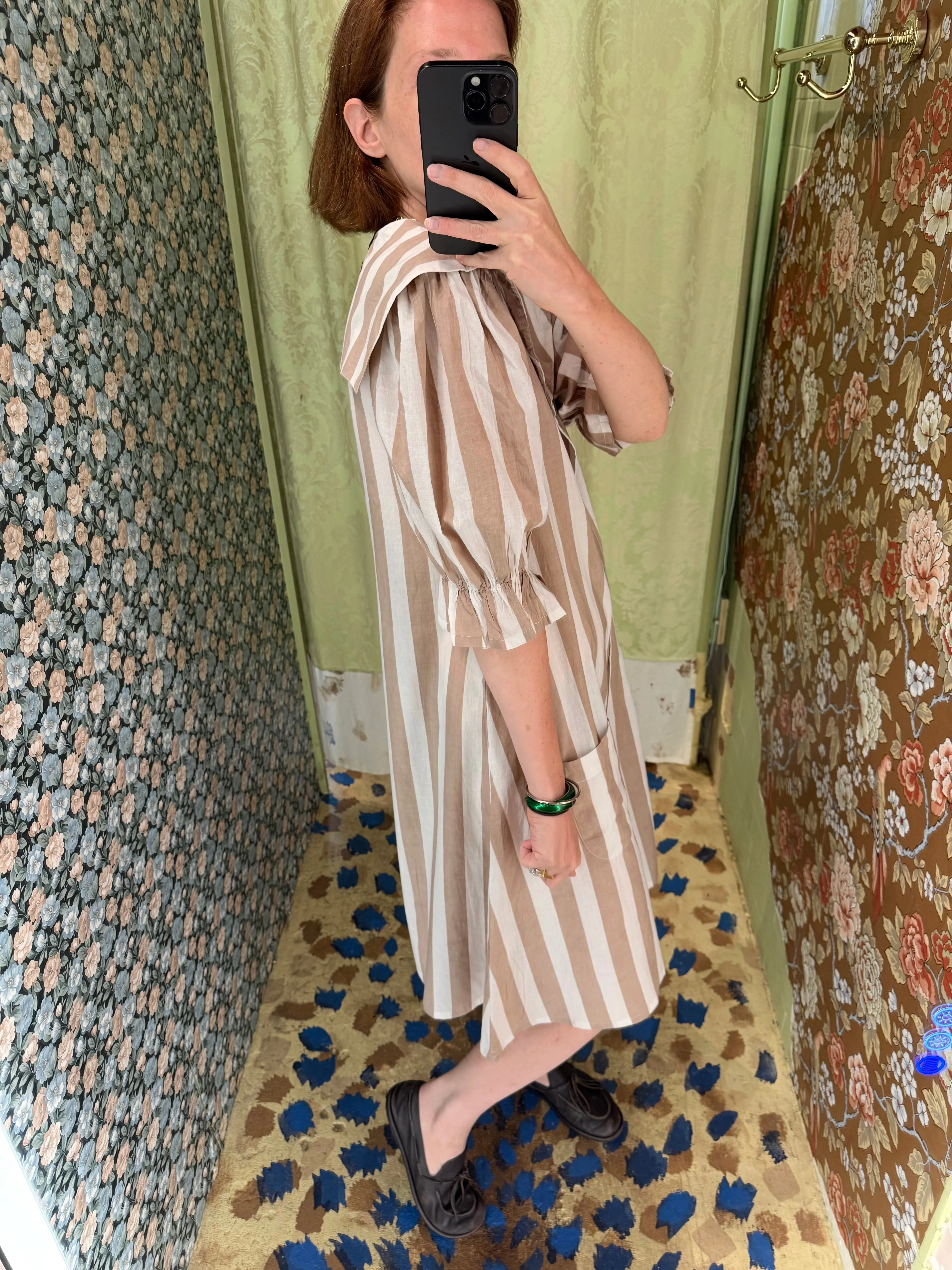 Sailor Snap Housedress in Beige Stripe sold by Batsheva product image thumbnail 2