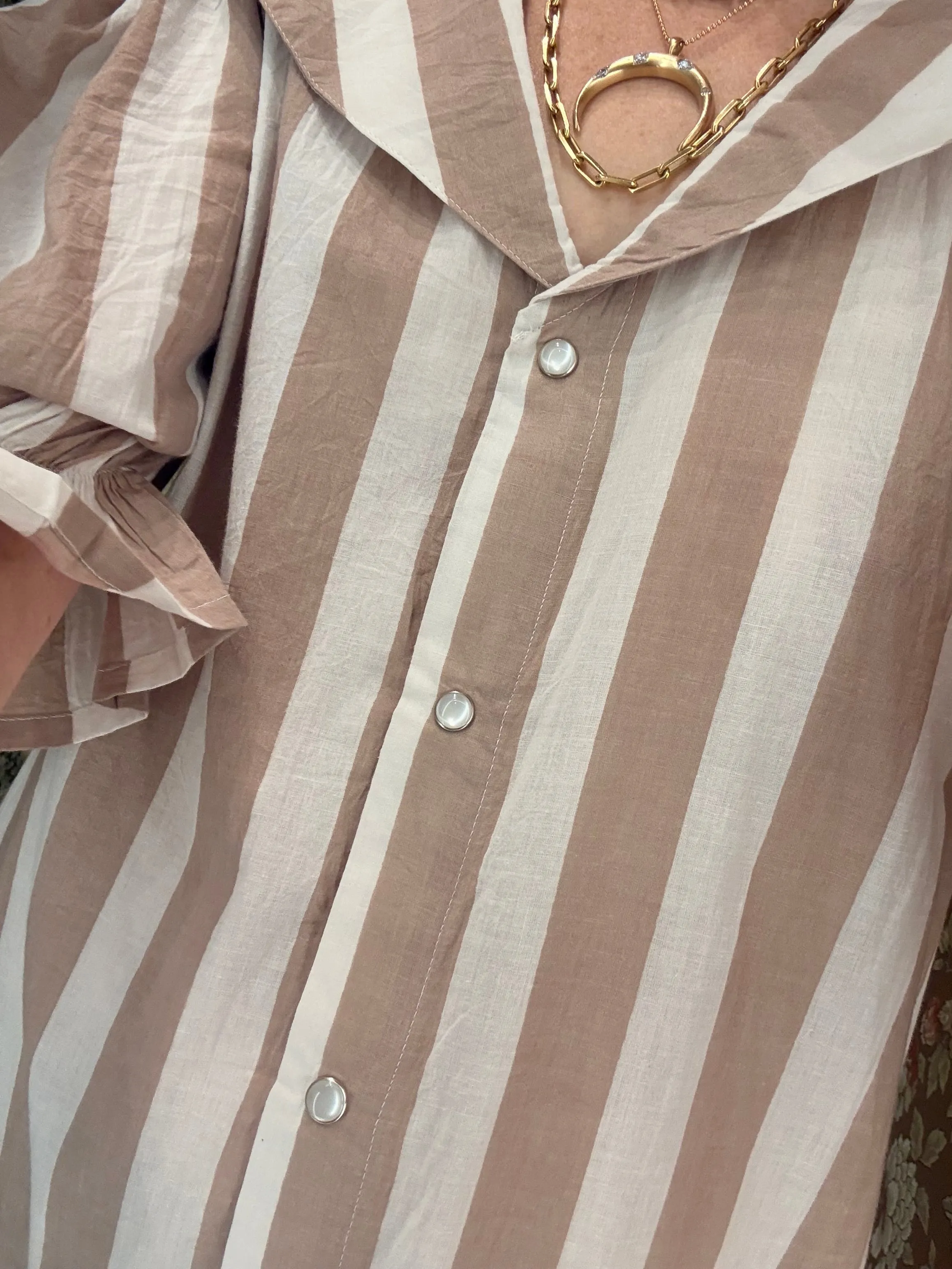 Sailor Snap Housedress in Beige Stripe sold by Batsheva product image thumbnail 5