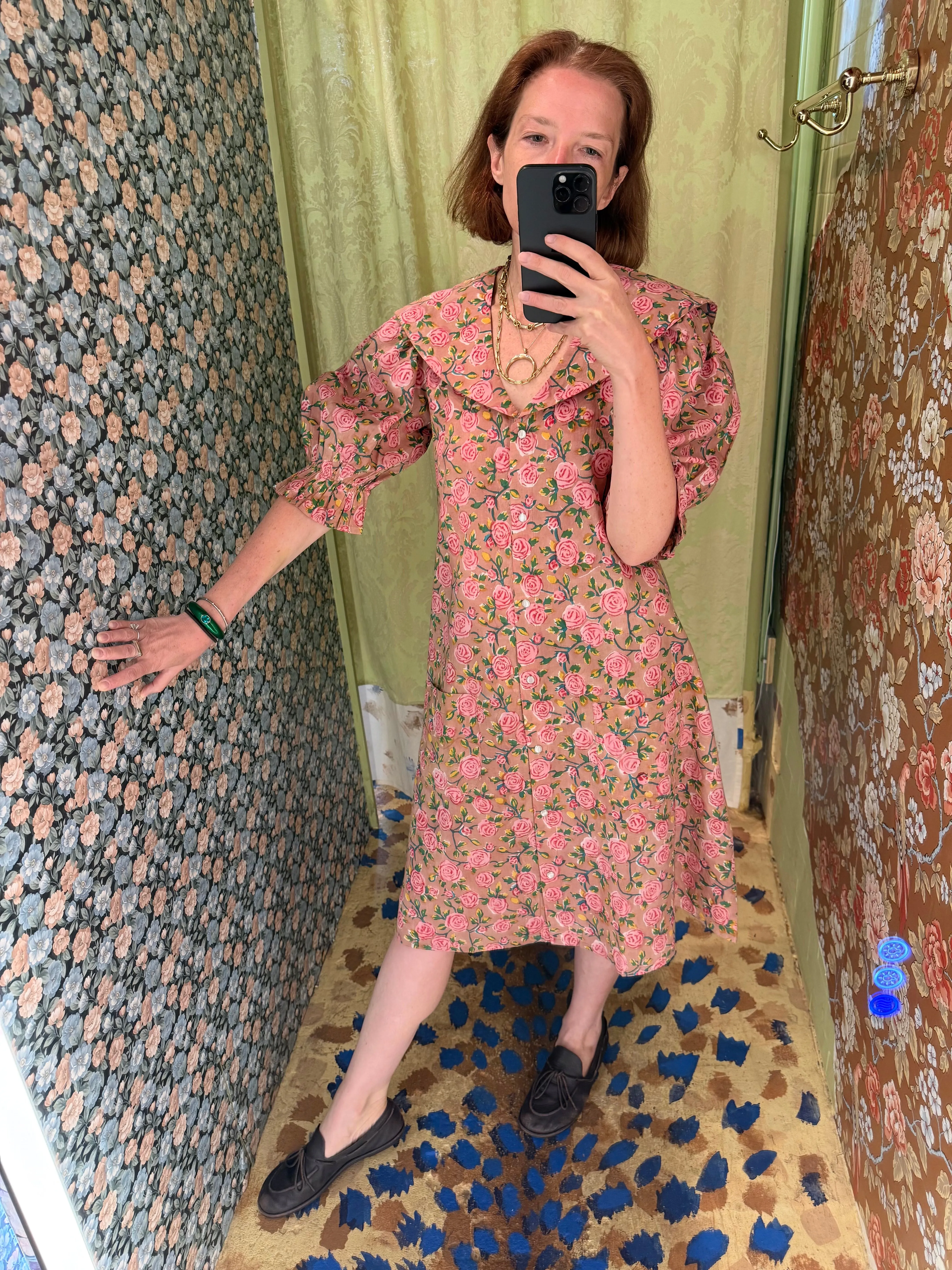 Sailor Snap Housedress in Beige Floral sold by Batsheva product image thumbnail 2
