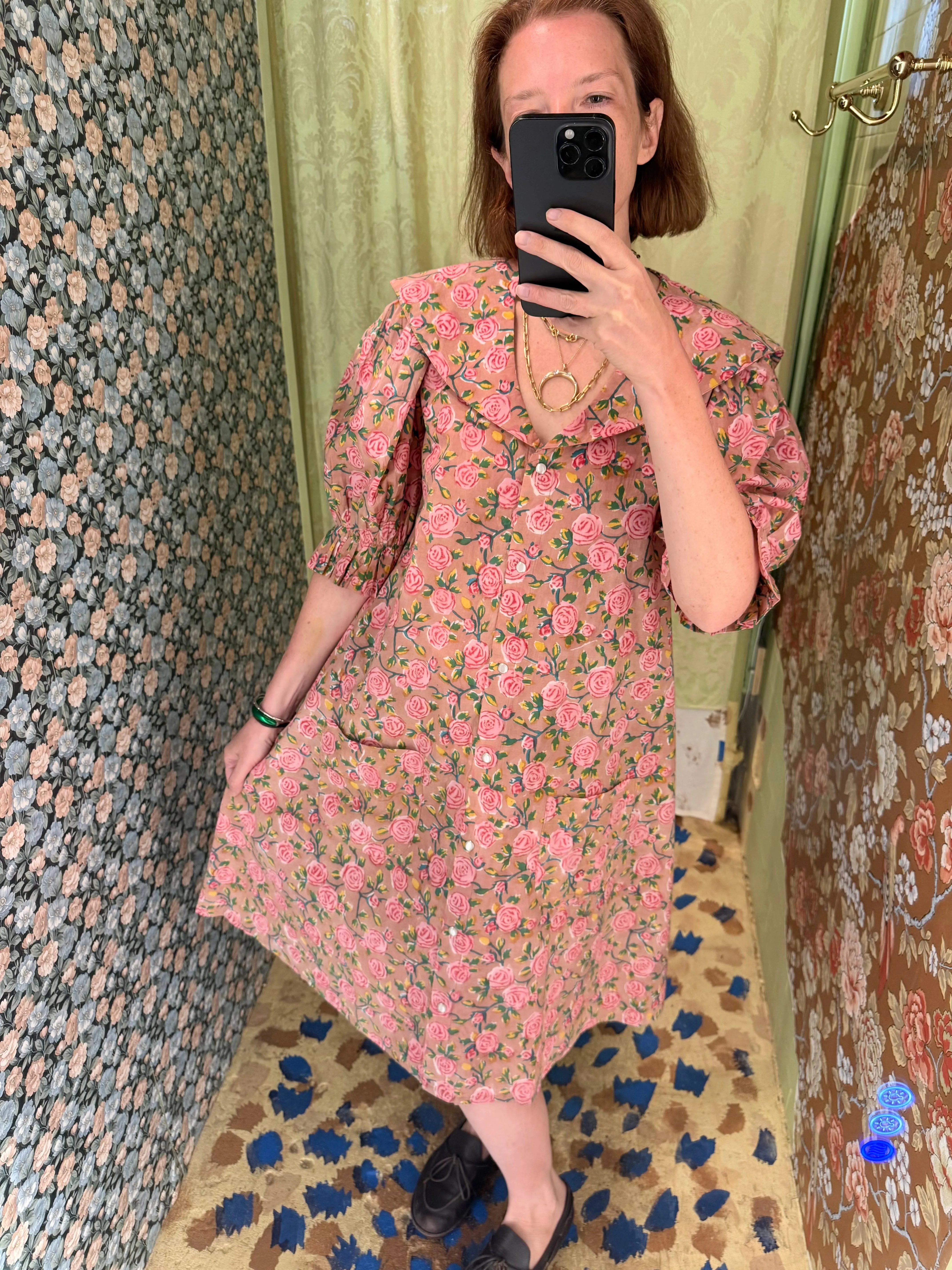 Sailor Snap Housedress in Beige Floral sold by Batsheva product image thumbnail 5