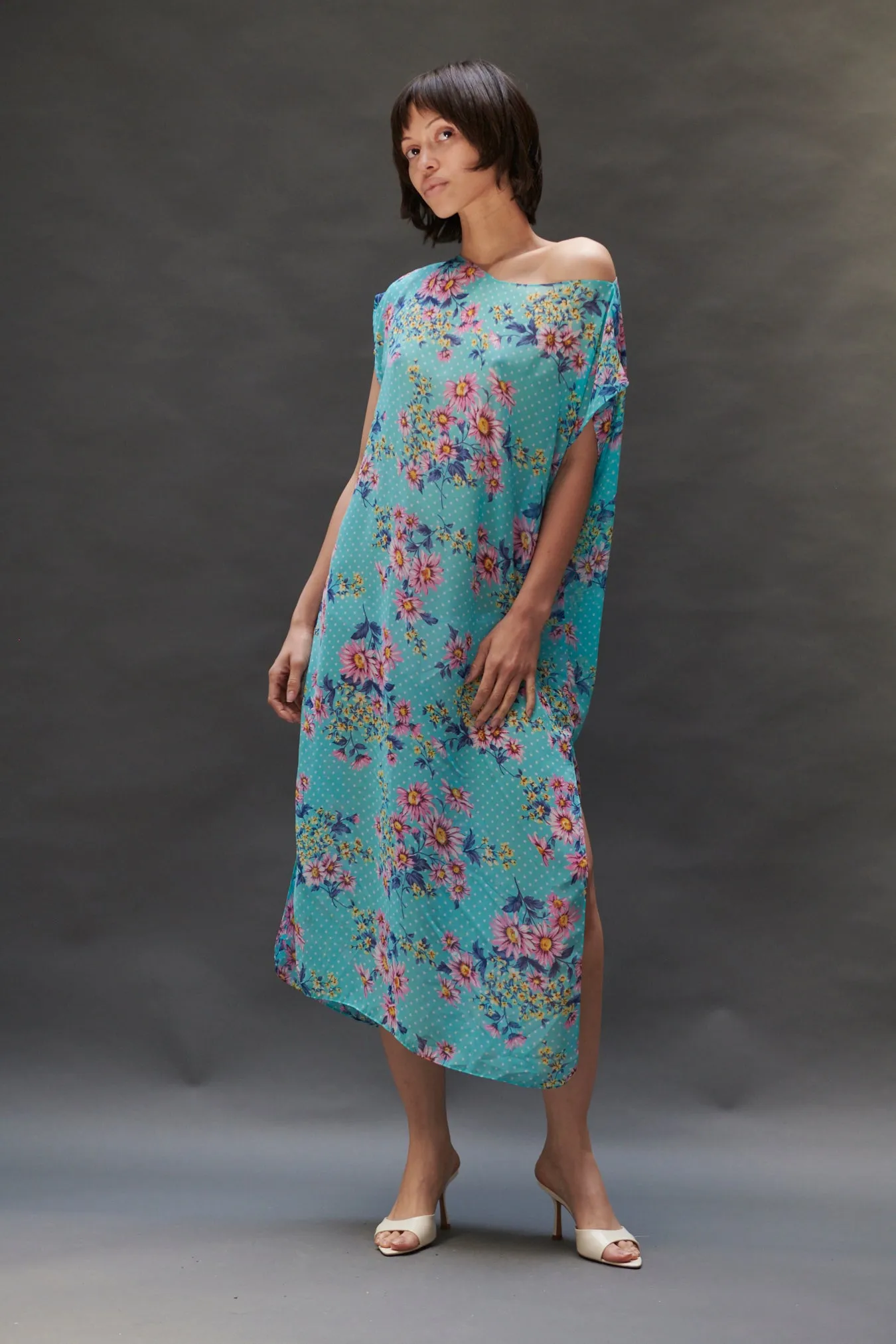 Caftan in Deadstock Floral Crepe sold by Batsheva