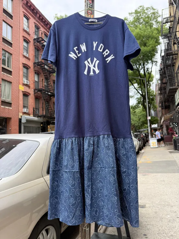 Yankees T-Shirt Dress in Blue made by Batsheva