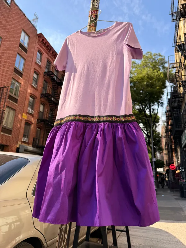 Plum T-Shirt Dress with Taffeta made by Batsheva