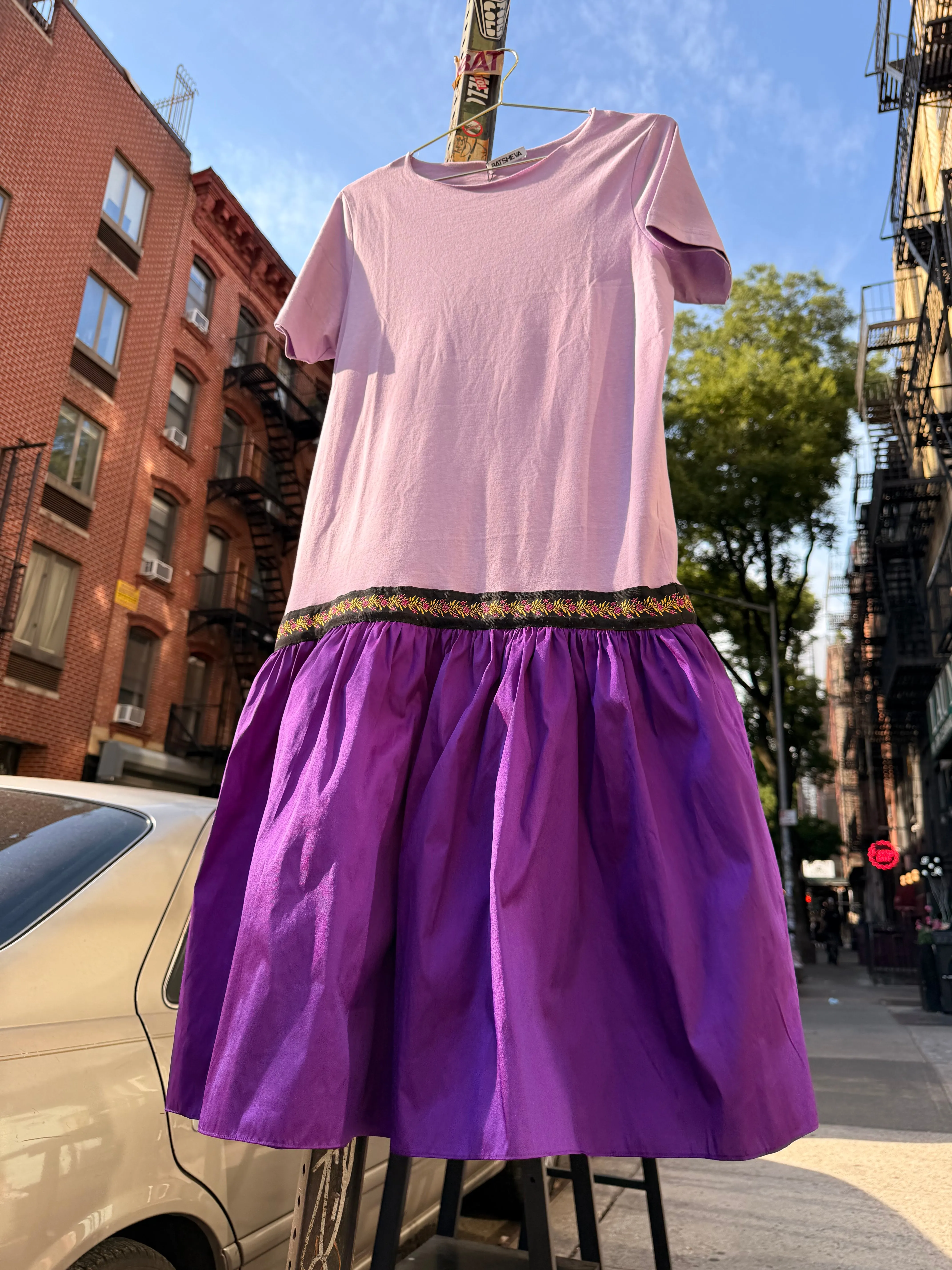 Plum T-Shirt Dress with Taffeta sold by Batsheva