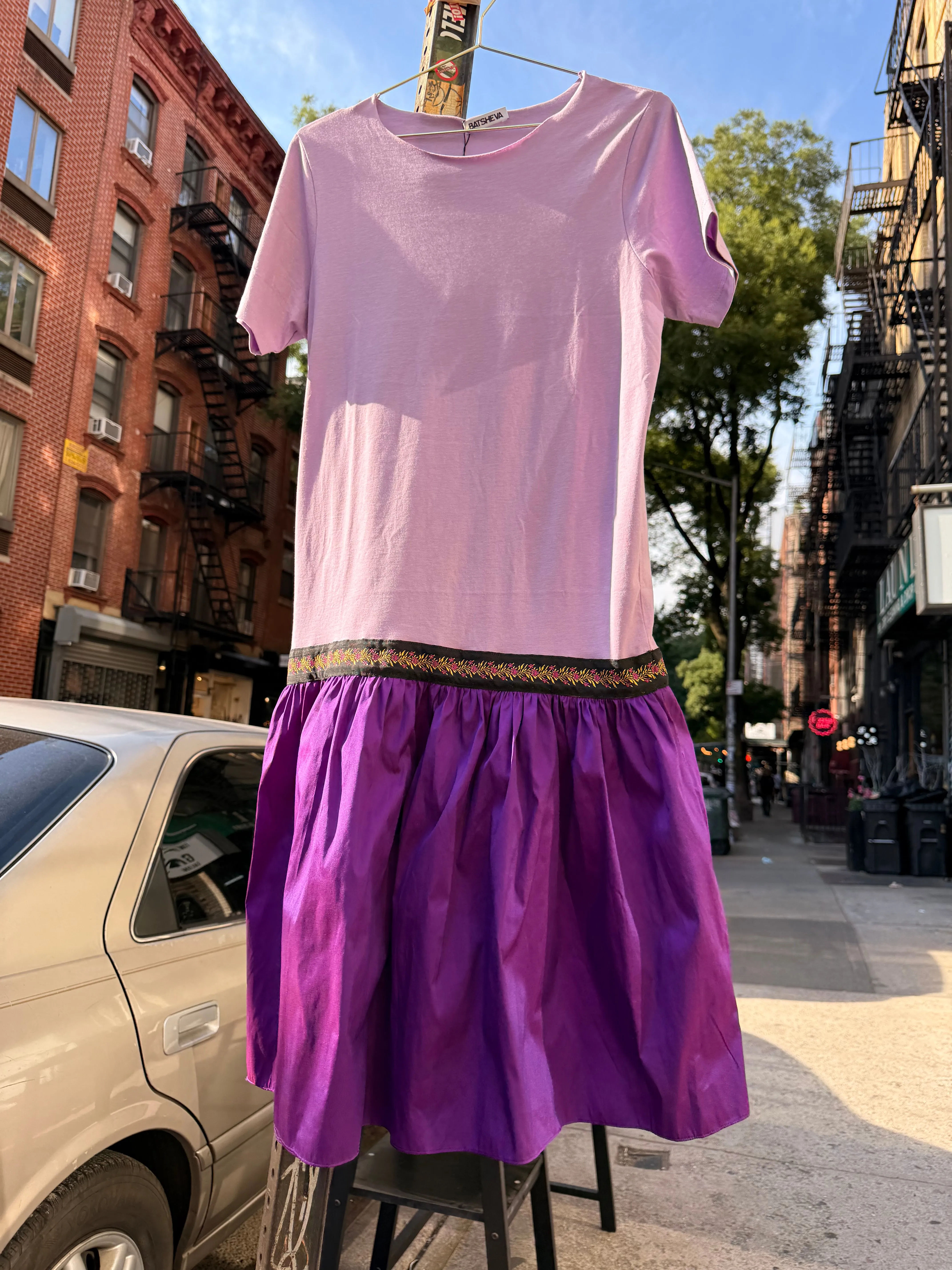 Plum T-Shirt Dress with Taffeta sold by Batsheva product image thumbnail 4