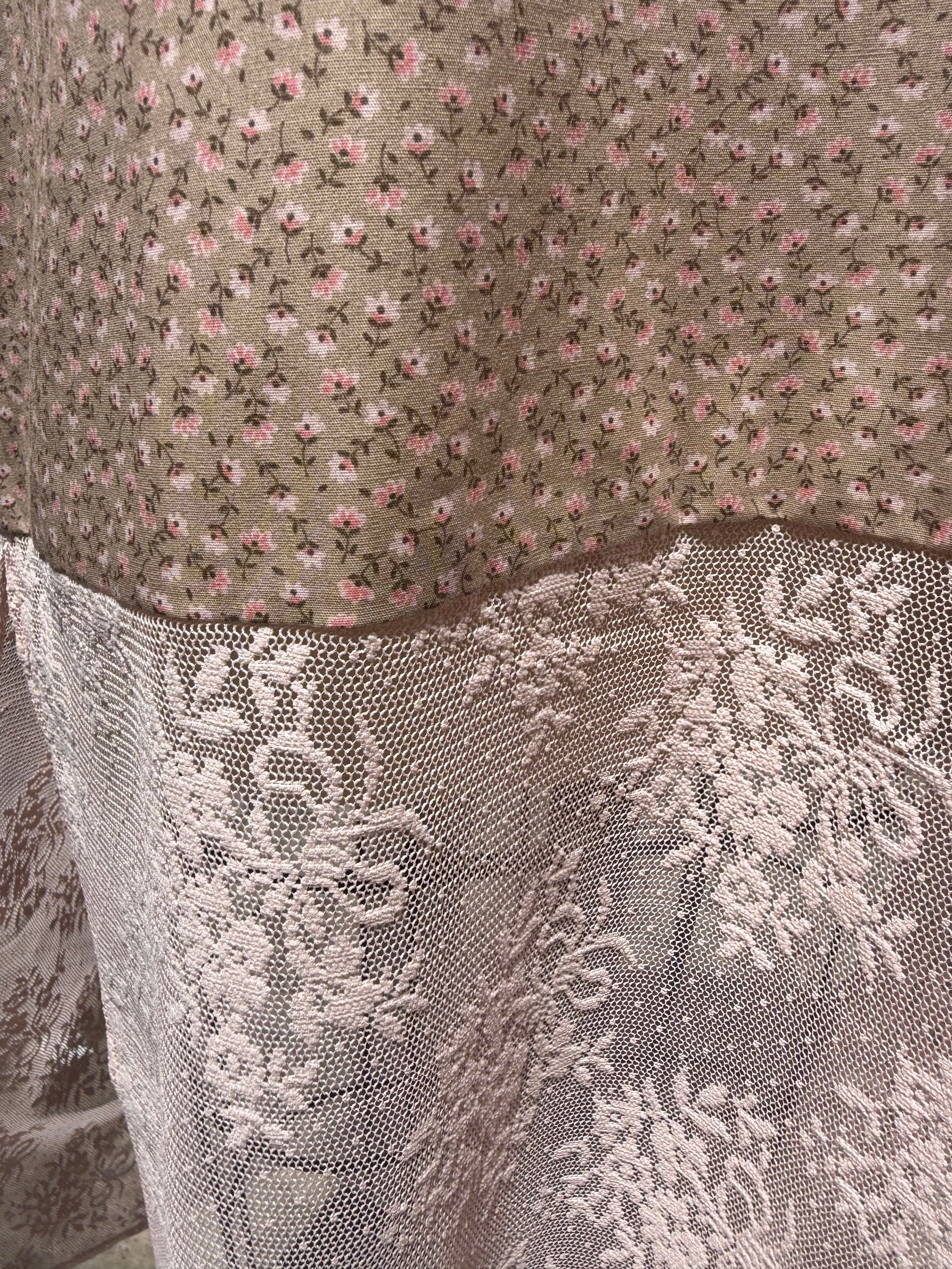 Caftan in Beige with Ditzy Floral and Pink Lace sold by Batsheva product image thumbnail 3