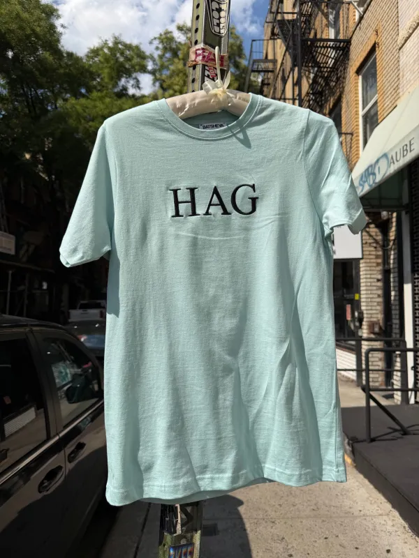 HAG Embroidered Sky Blue Tee Shirt made by Batsheva
