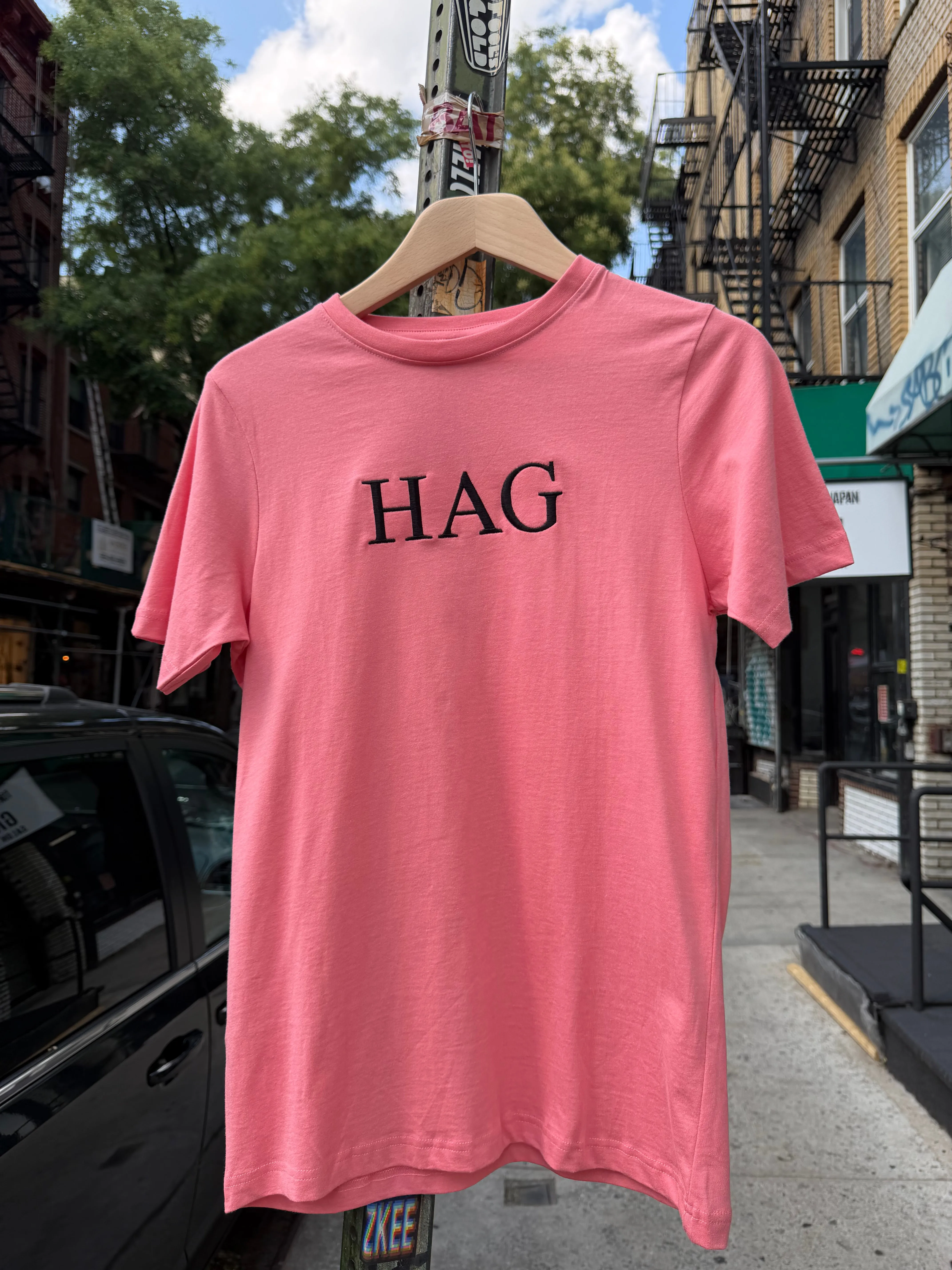 HAG Embroidered Bubblegum Tee Shirt sold by Batsheva