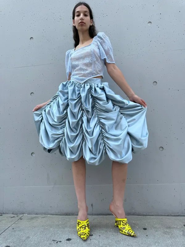 Anja Skirt in Sky Satin made by Batsheva