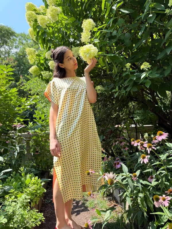 Dancer's Caftan in Silk Multicolor Stripes and Dots made by Batsheva