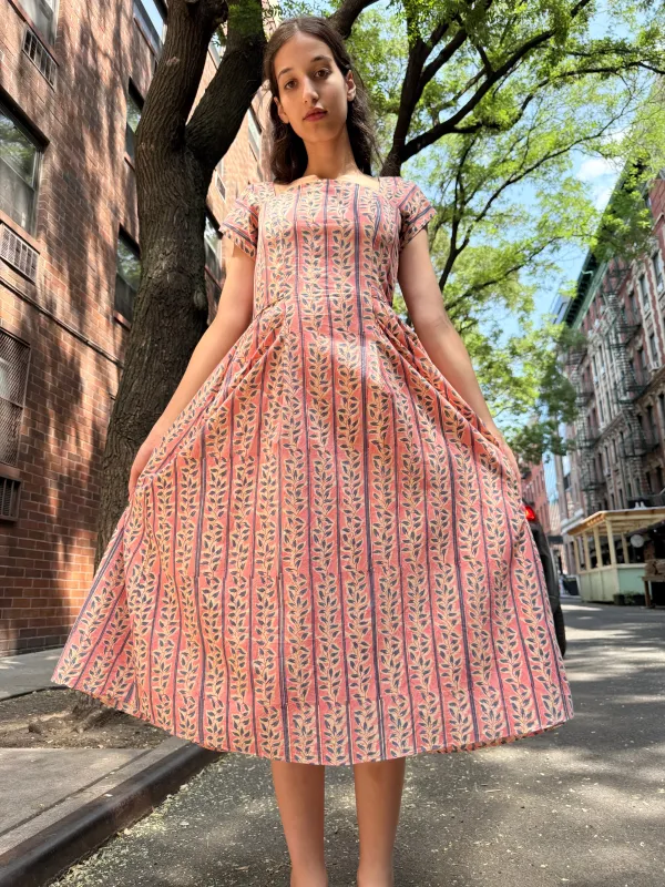 Lillian Dress in Pink Vines made by Batsheva